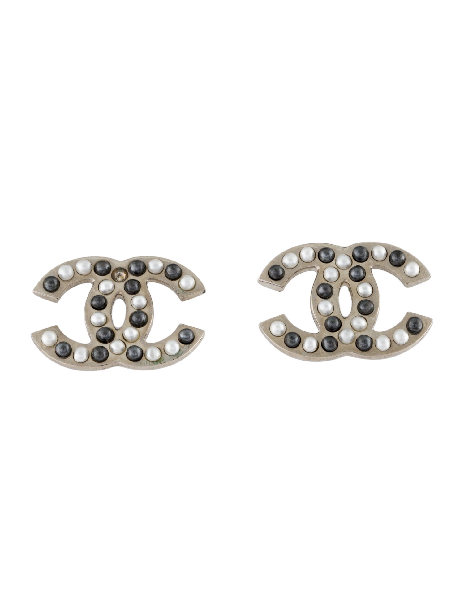 Chanel Faux Pearl CC Stud Earrings
