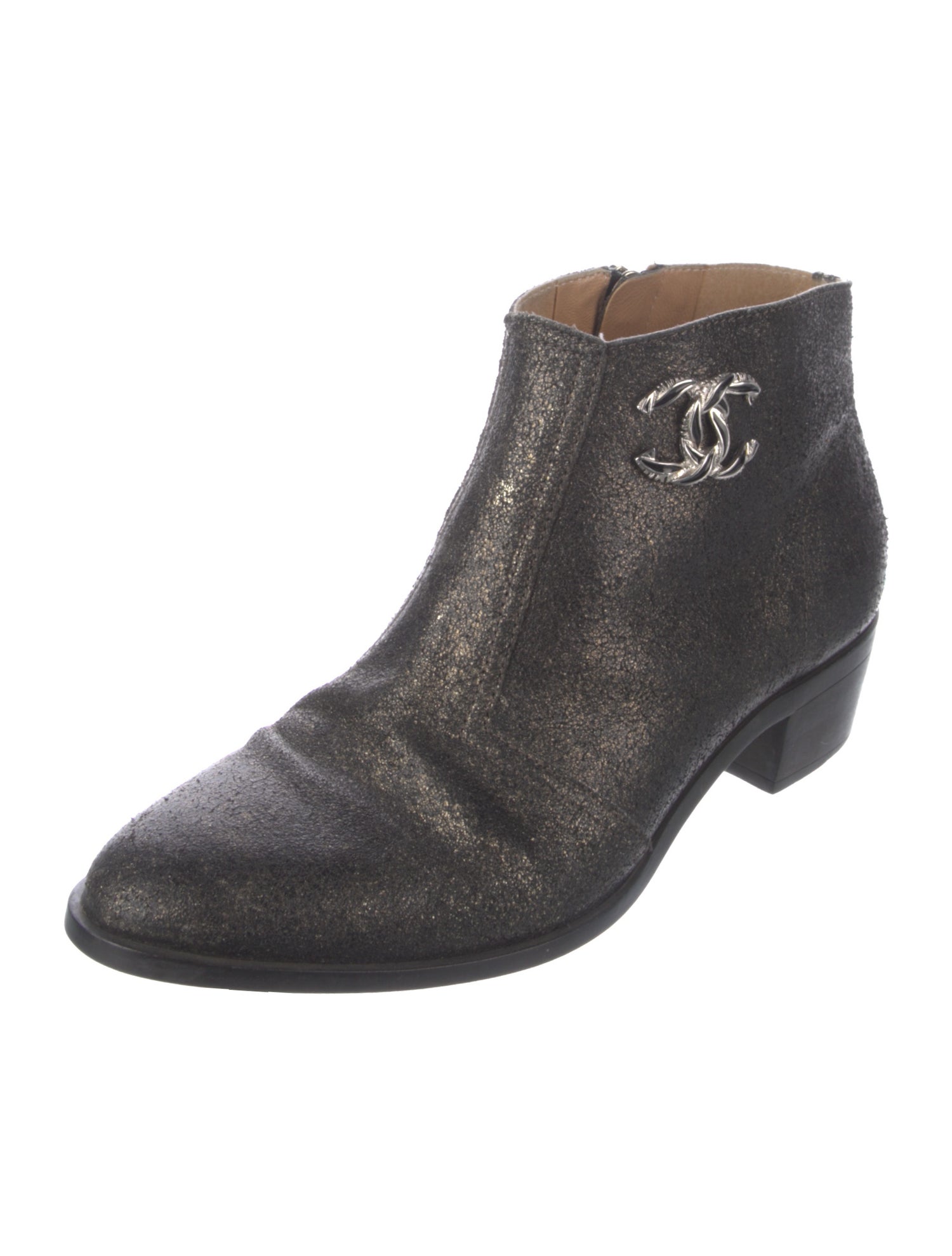 Chanel Interlocking CC Logo Leather Boots