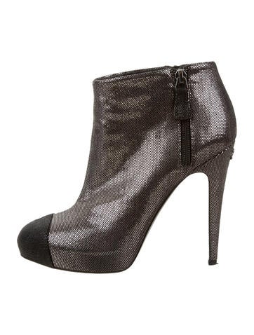 Chanel Metallic Cap-Toe Boots