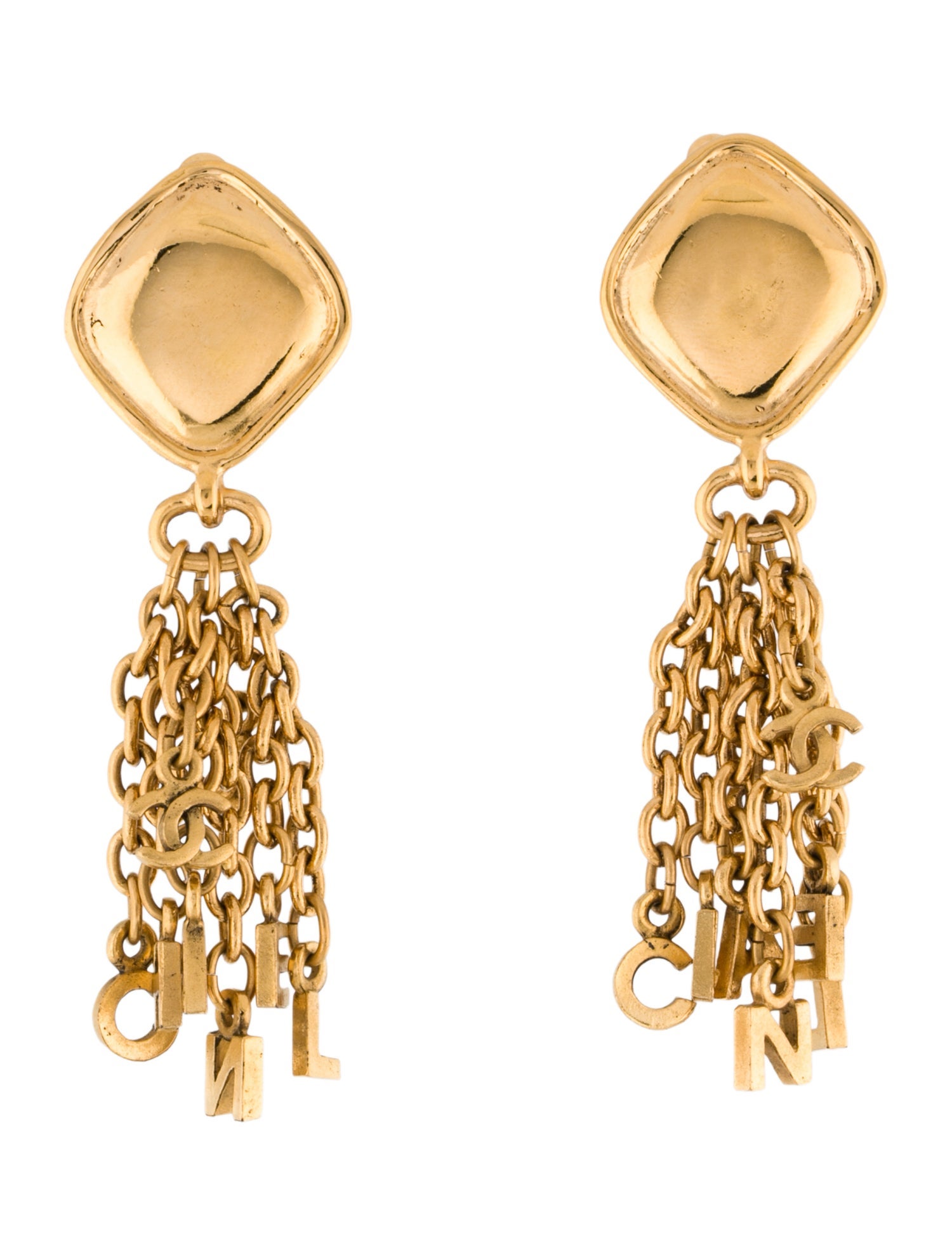 Chanel Vintage CC Tassel Clip-On Earrings