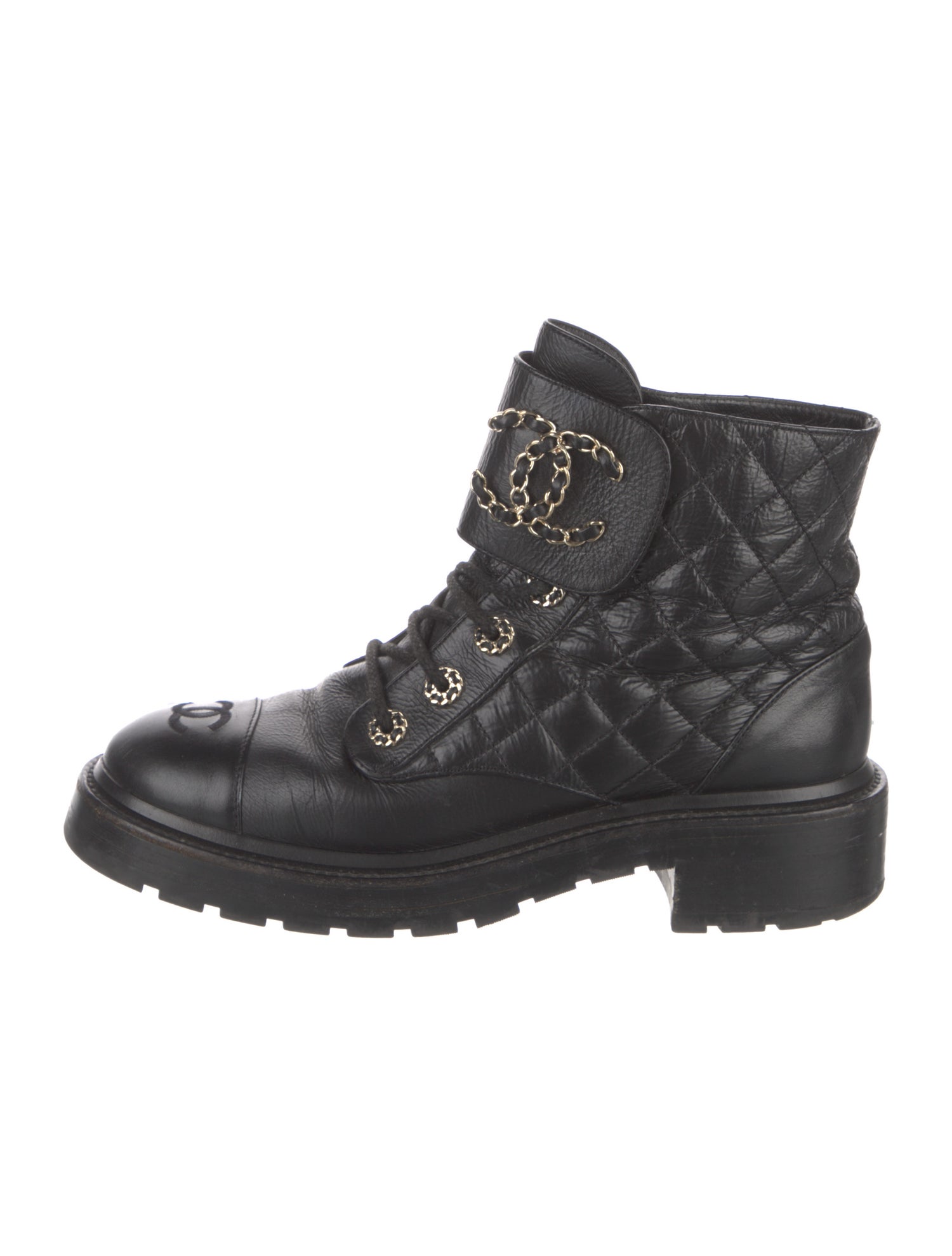 Chanel 2021 Interlocking CC Logo Combat Boots
