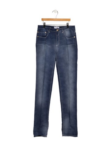 Pre-owned Chanel Vintage Skinny Leg Pants In Blue