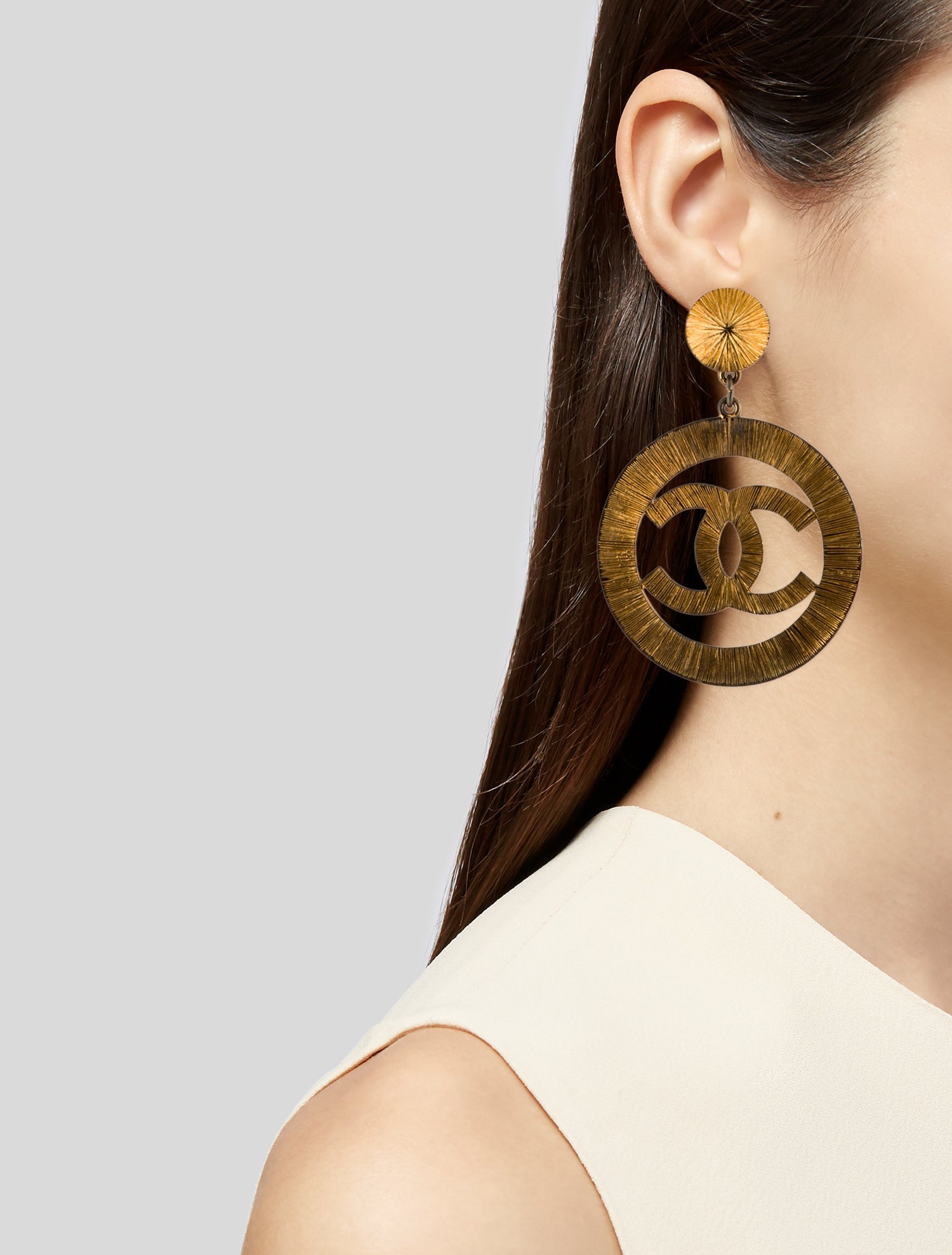 Chanel Vintage CC Clip-On Drop Earrings
