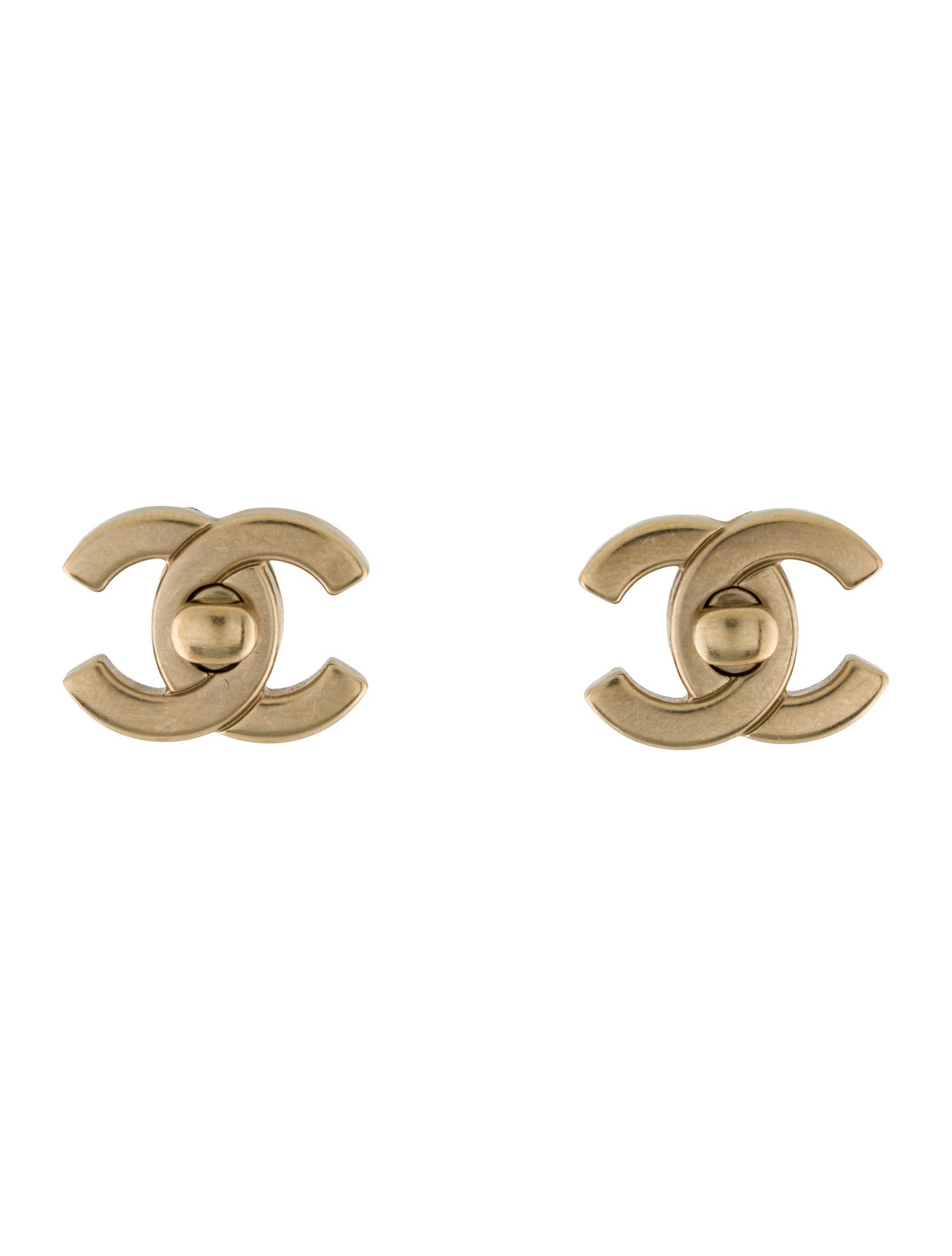 Chanel Turnlock CC Stud Earrings Set