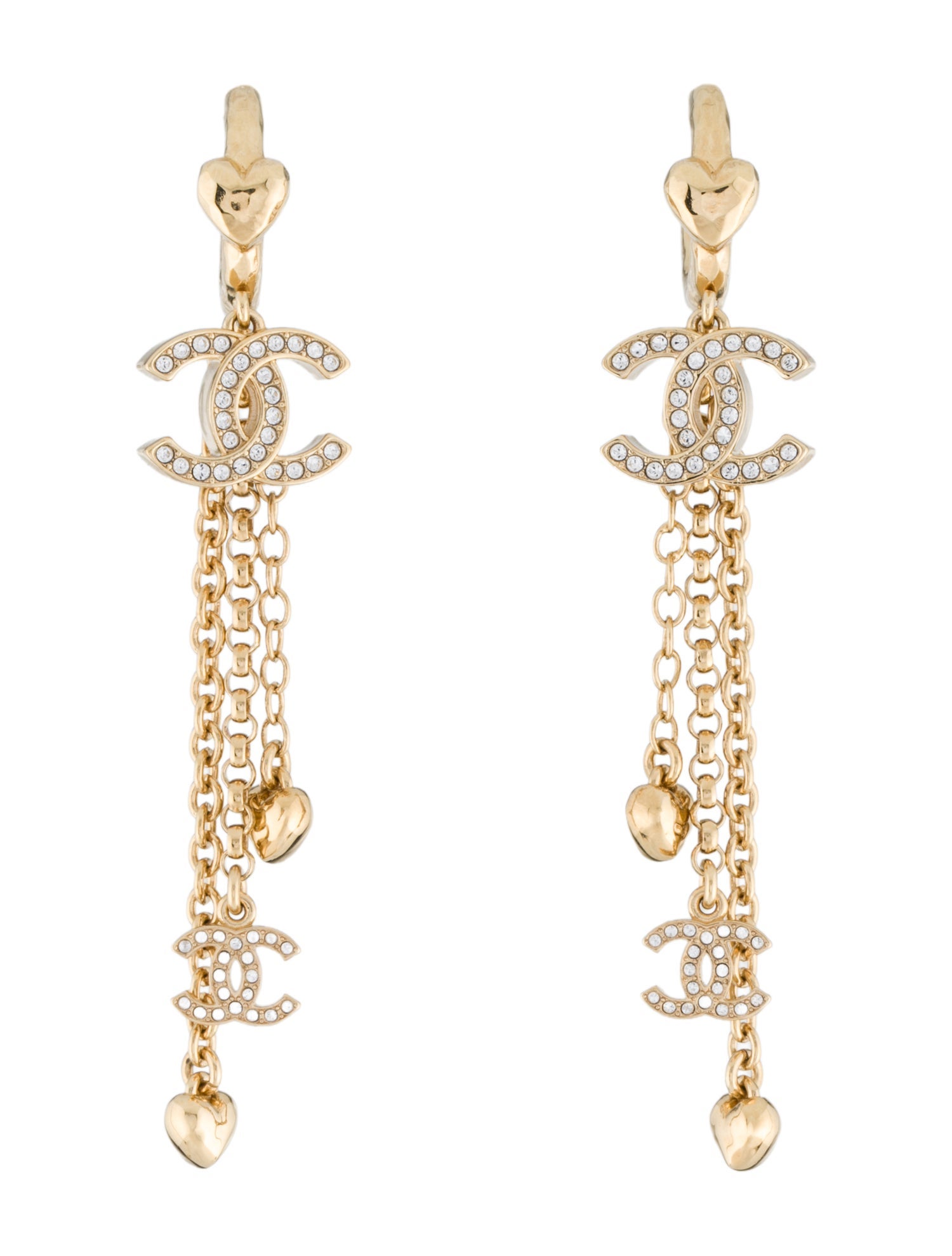 Chanel 23" Strass Drop Earrings