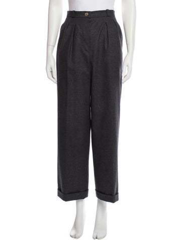 Pre-owned Chanel Vintage Wide Leg Pants In Gray
