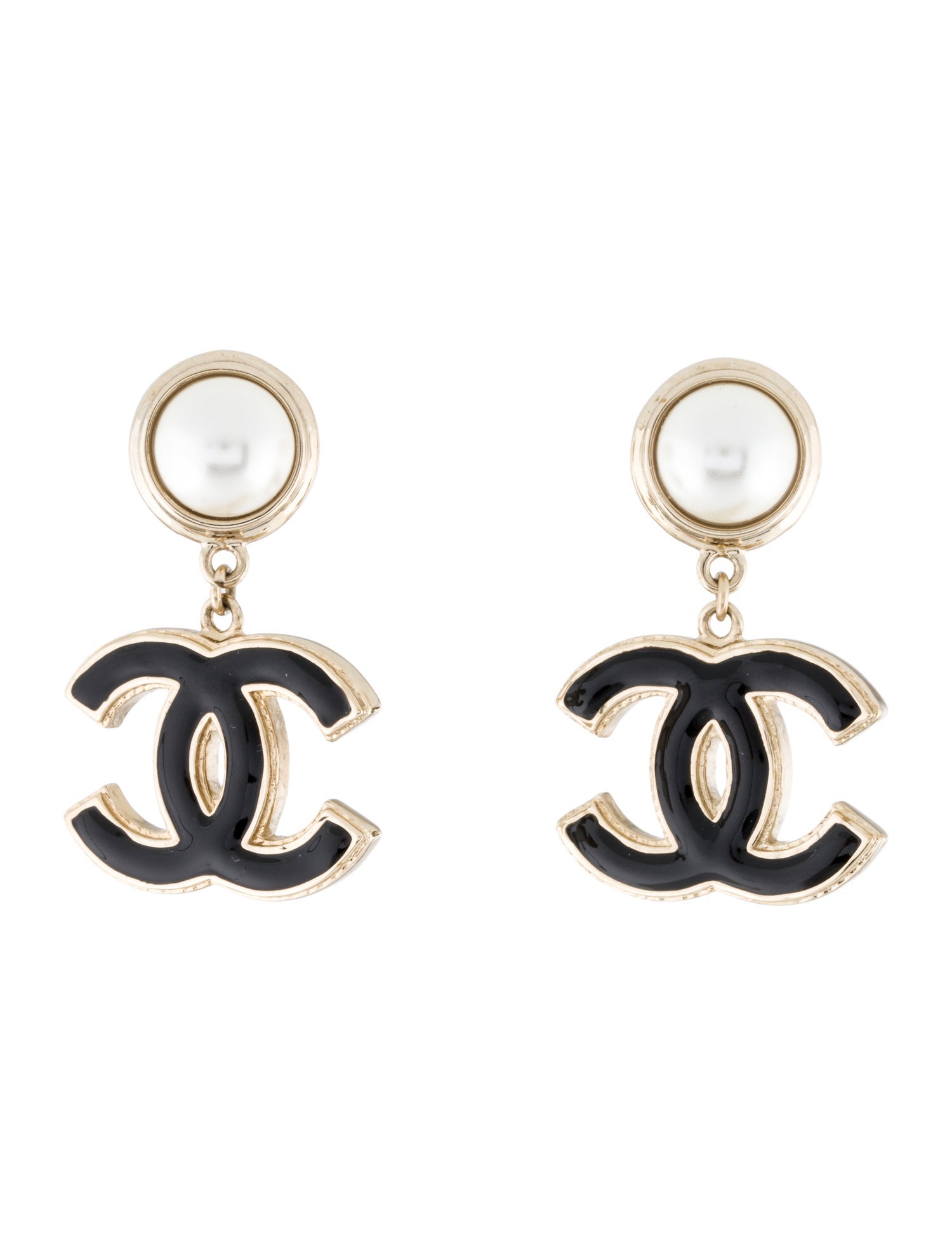 Chanel 2023 Faux Pearl & Resin CC Drop Earrings