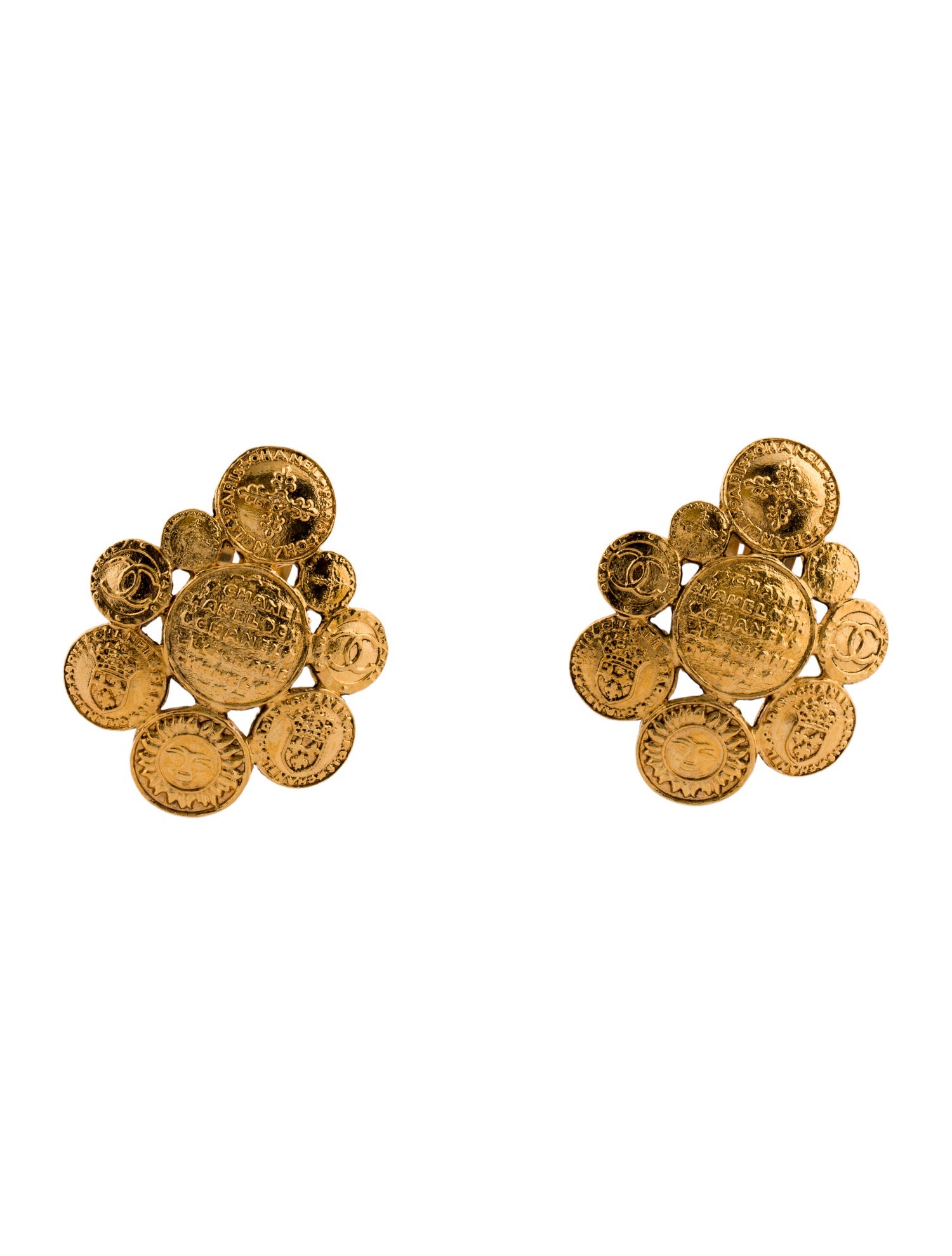 Chanel Vintage Medallion Cluster Clip-On Earrings
