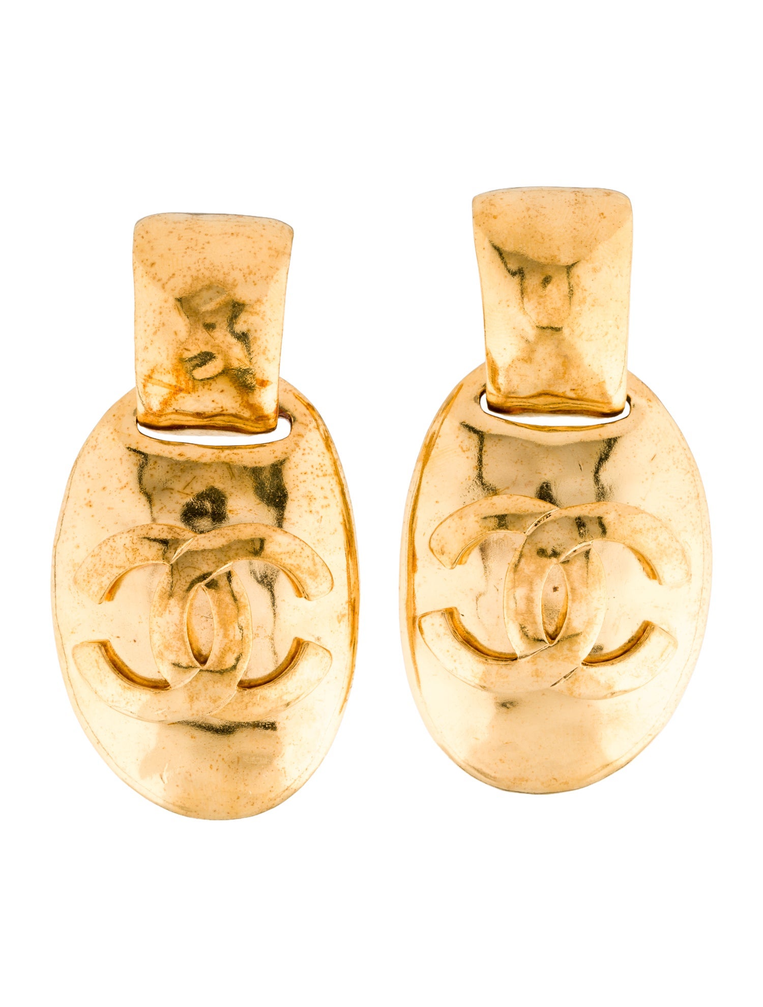 Chanel Vintage Quilted CC Clip-On Drops Earrings