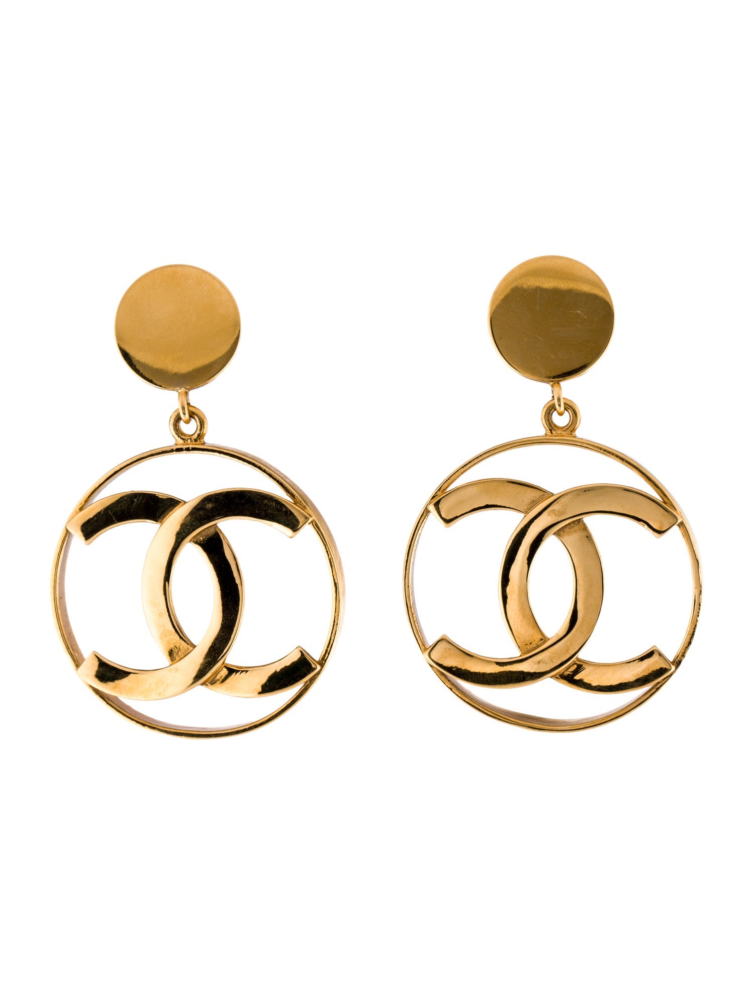 Chanel Vintage Jumbo CC Drop Clip-On Earrings
