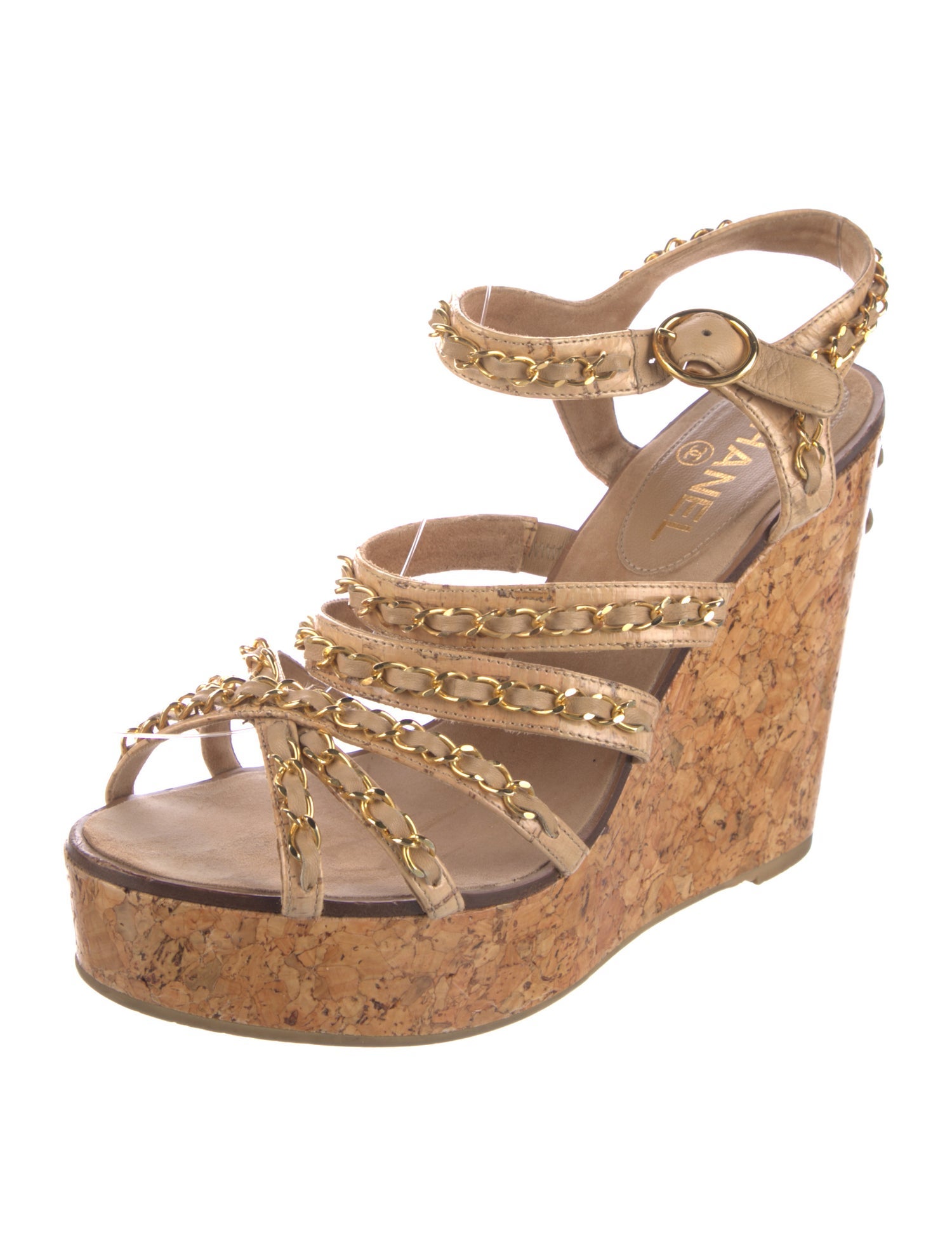 Chanel Interlocking CC Logo Leather Sandals