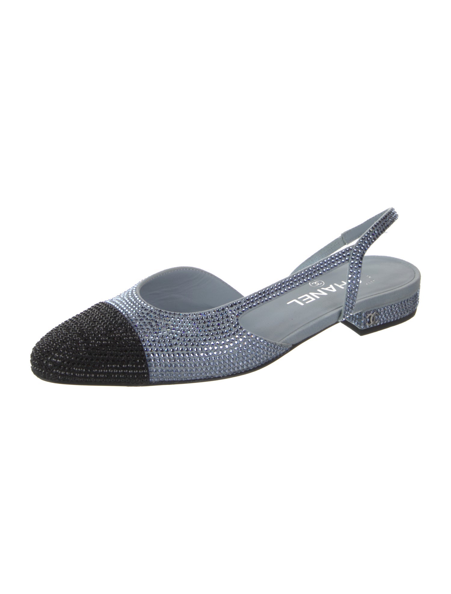 Chanel Interlocking CC Logo Suede Slingback Flats