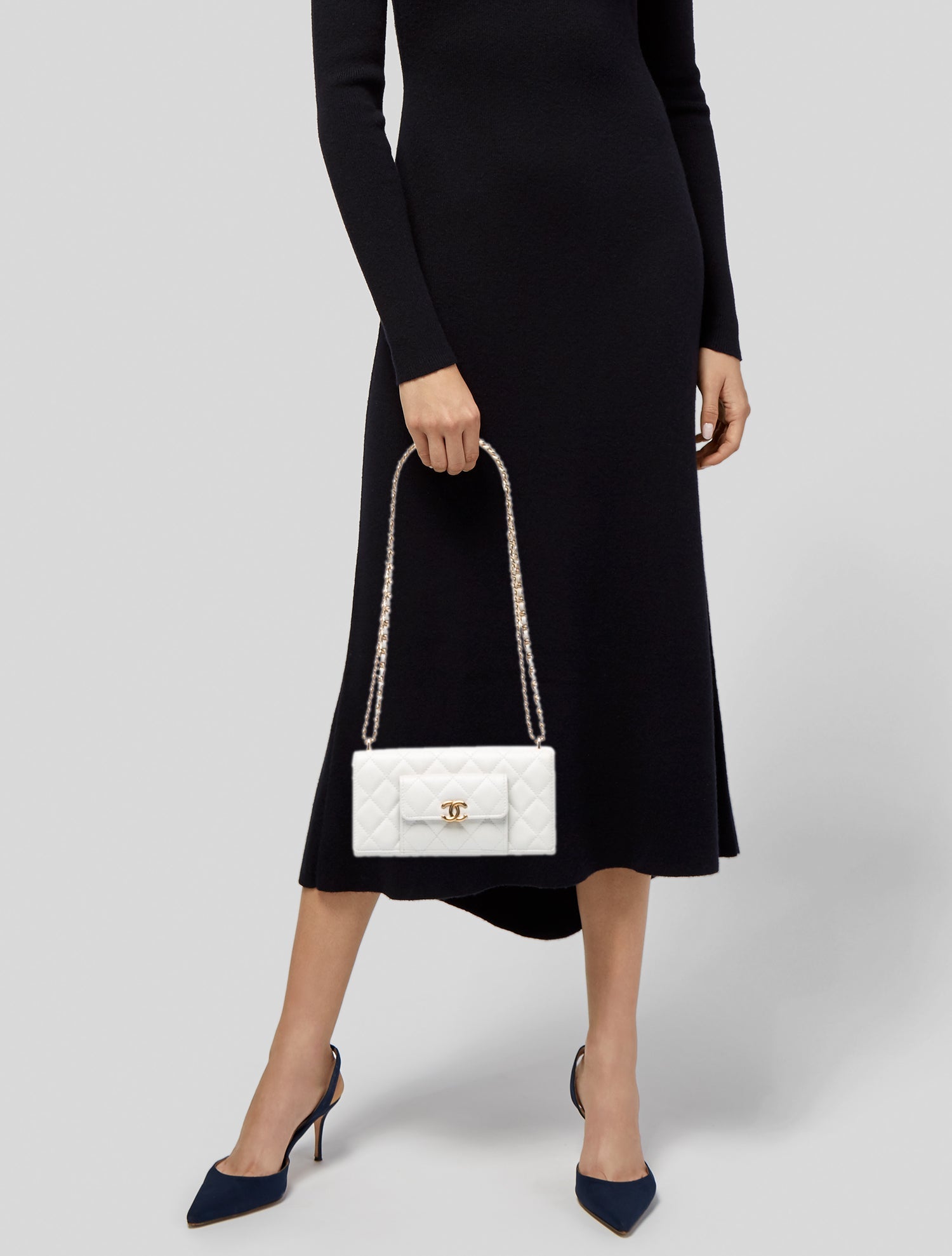 Chanel Pocket Twins Wallet On Chain - White Crossbody Bags