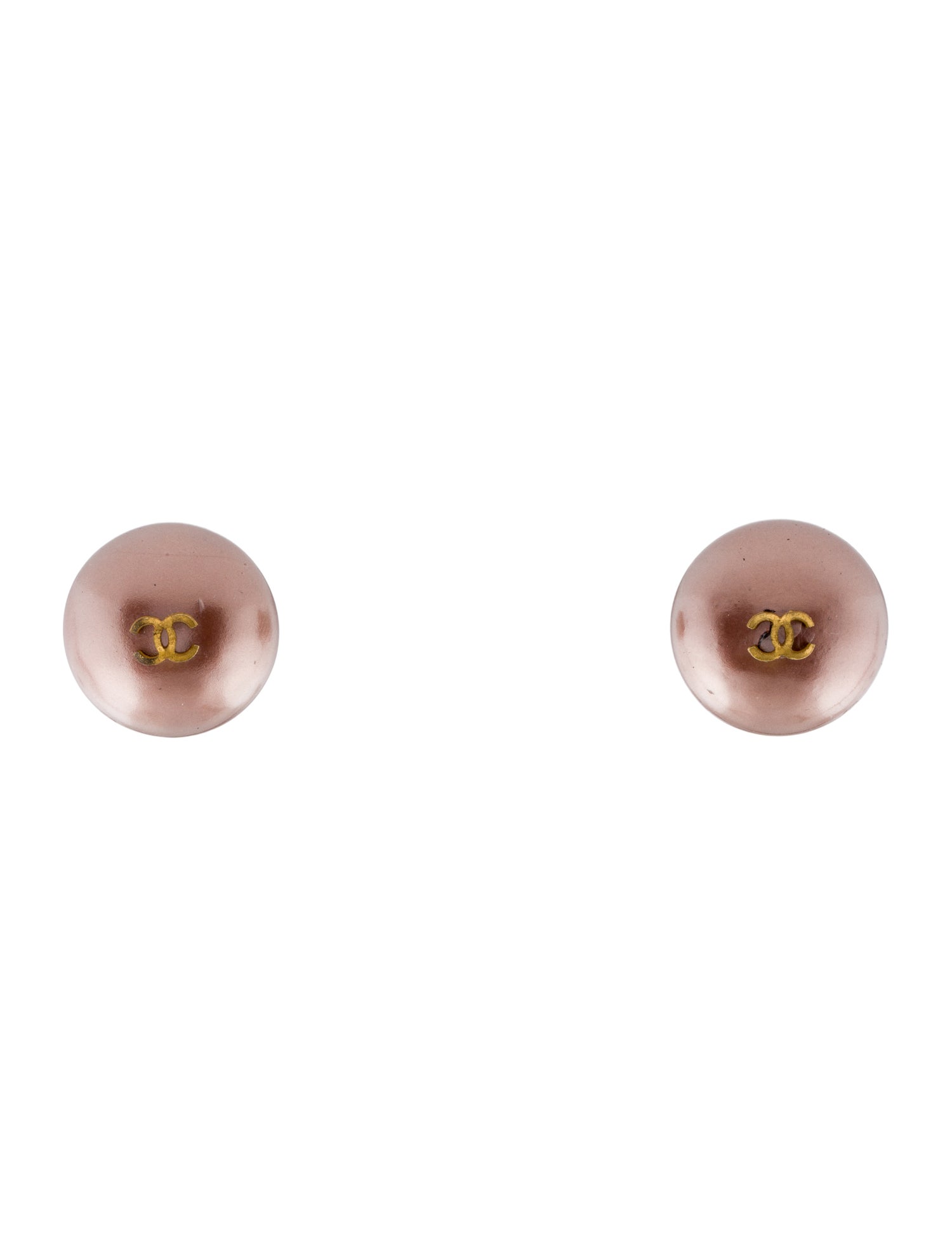 Chanel Vintage Faux Pearl CC Logo Clip-On Earrings