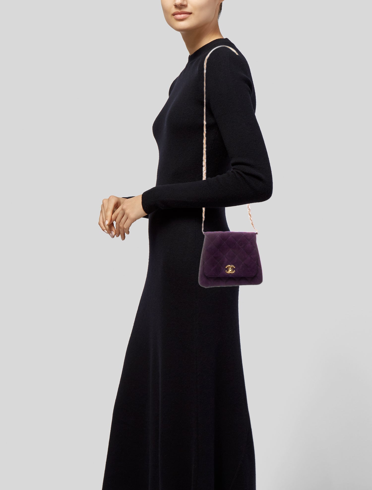 Chanel Velvet Quilted Shoulder Bag