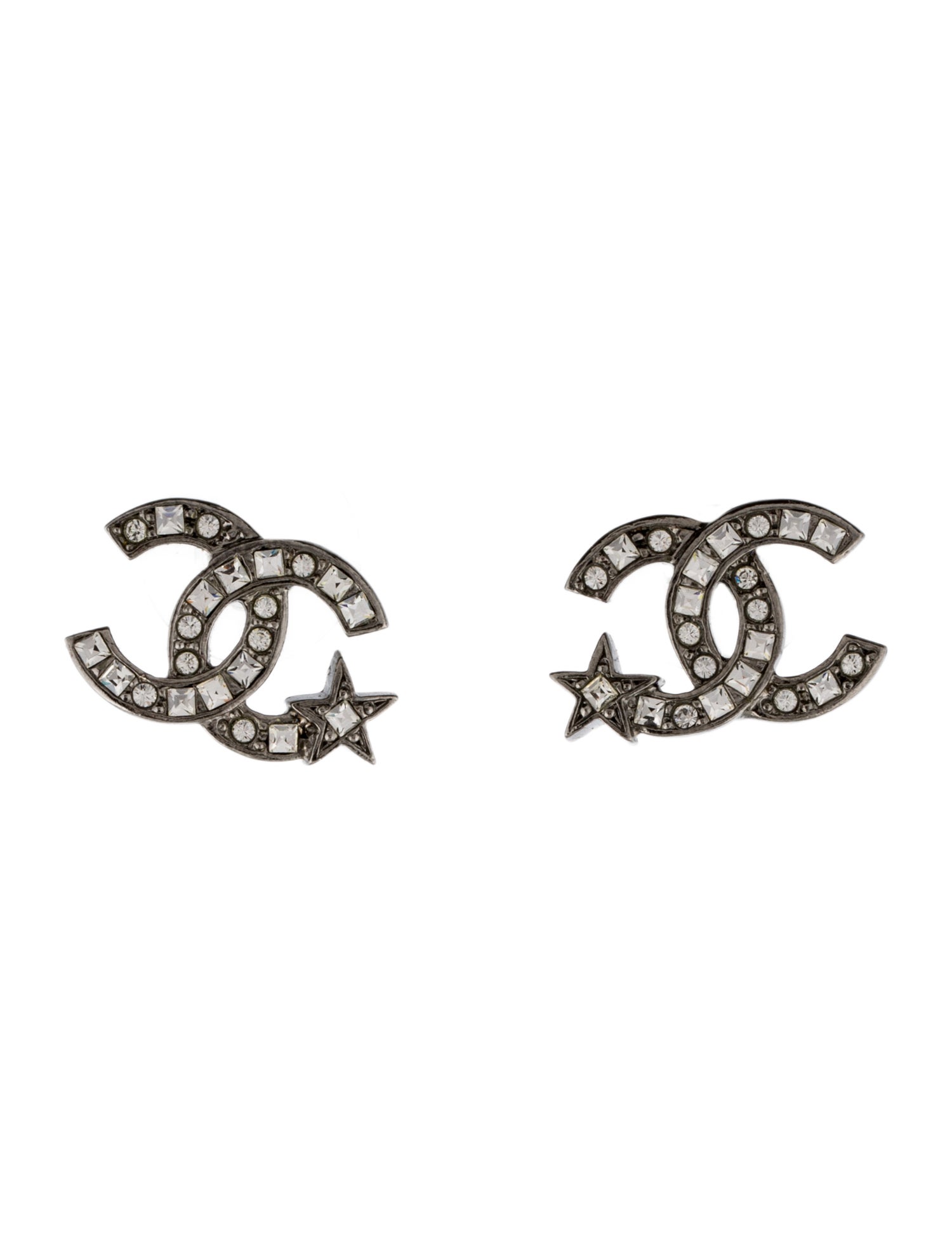 Chanel Strass CC Star Stud Earrings