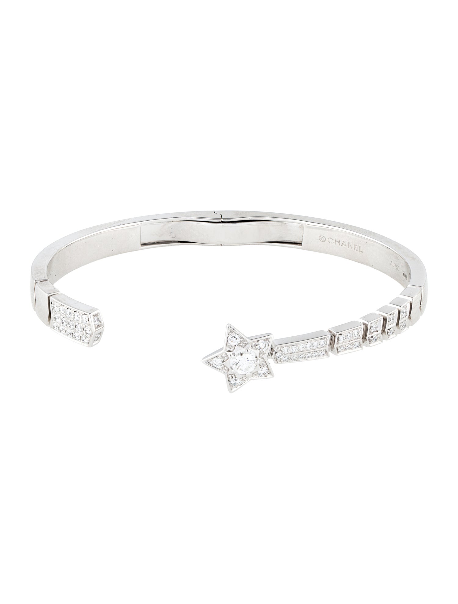 Chanel 18K Diamond Comète Chevron Cuff Bracelet