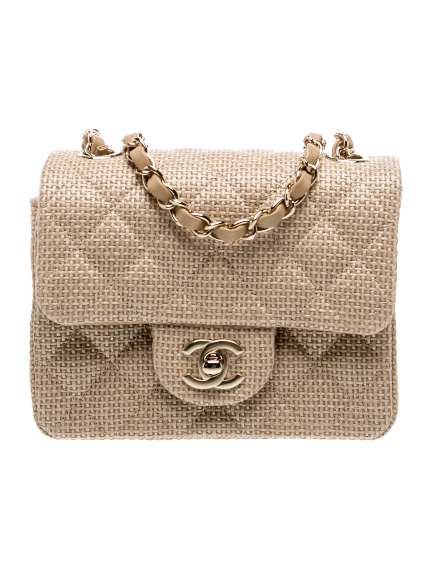 Chanel Rectangular Mini Raffia Flap Bag w/ Tags