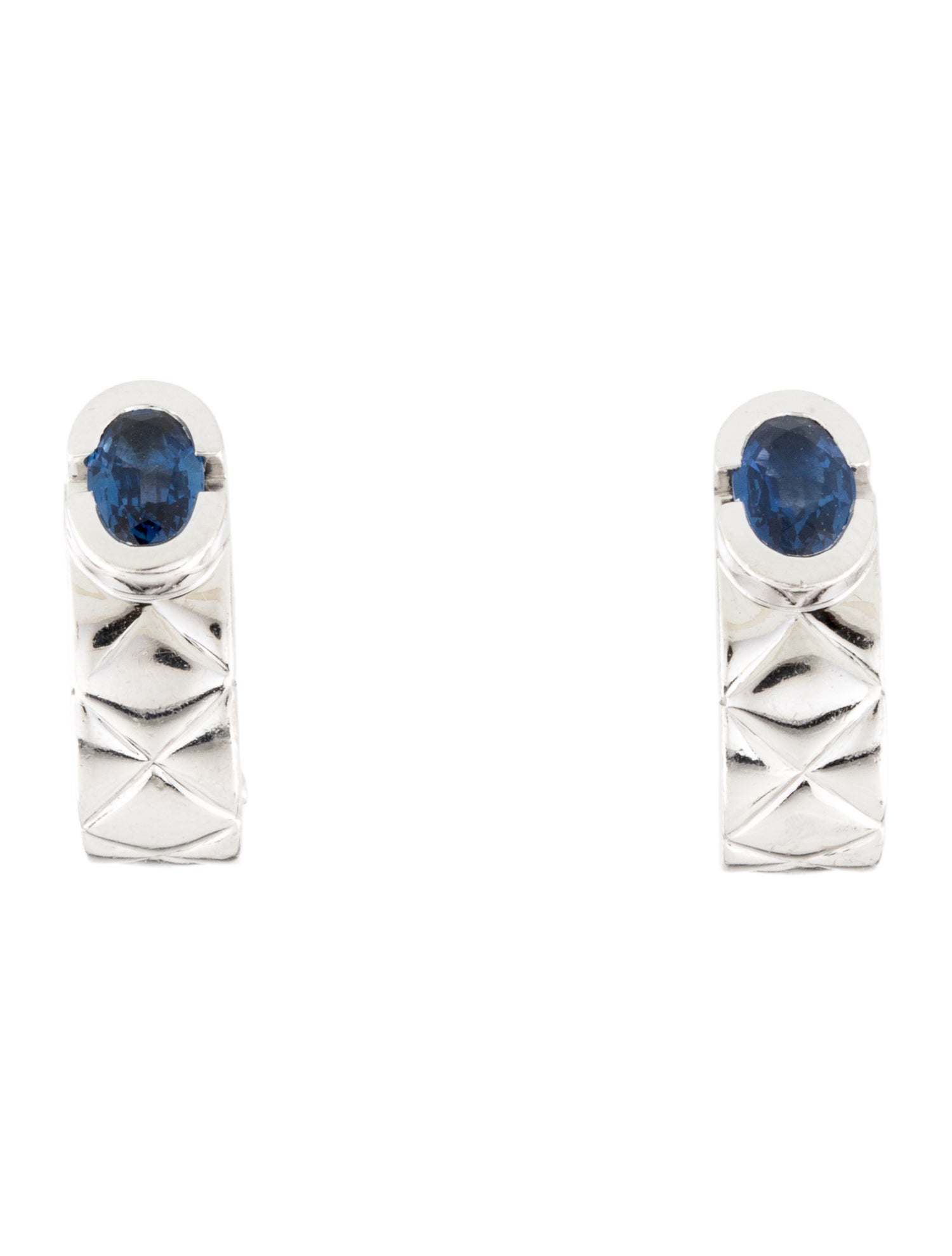 Chanel 18K Sapphire Matelassé Earclips