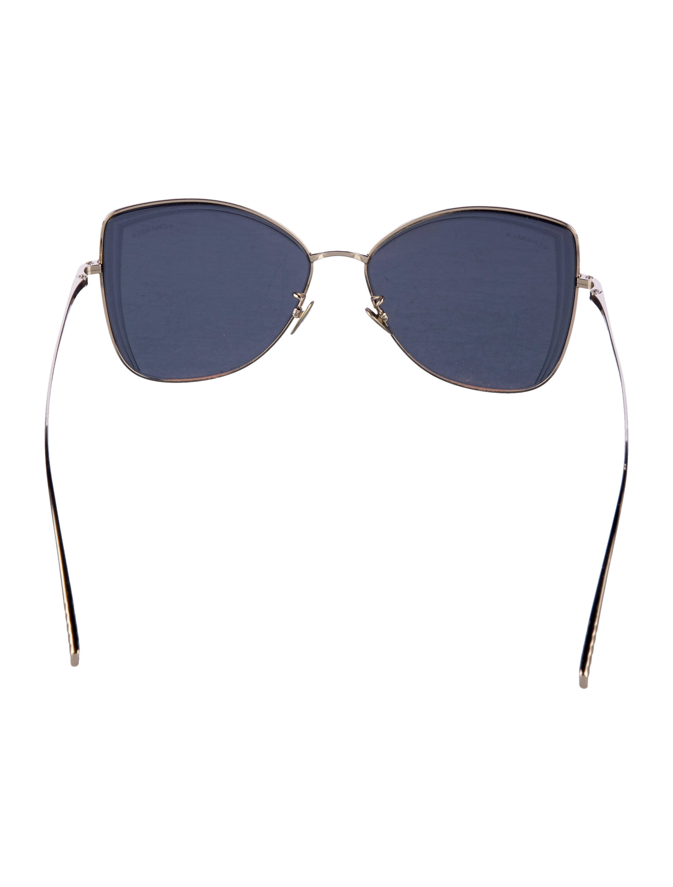 Chanel Oversize Butterfly Metal Interlocking CC Logo Sunglasses