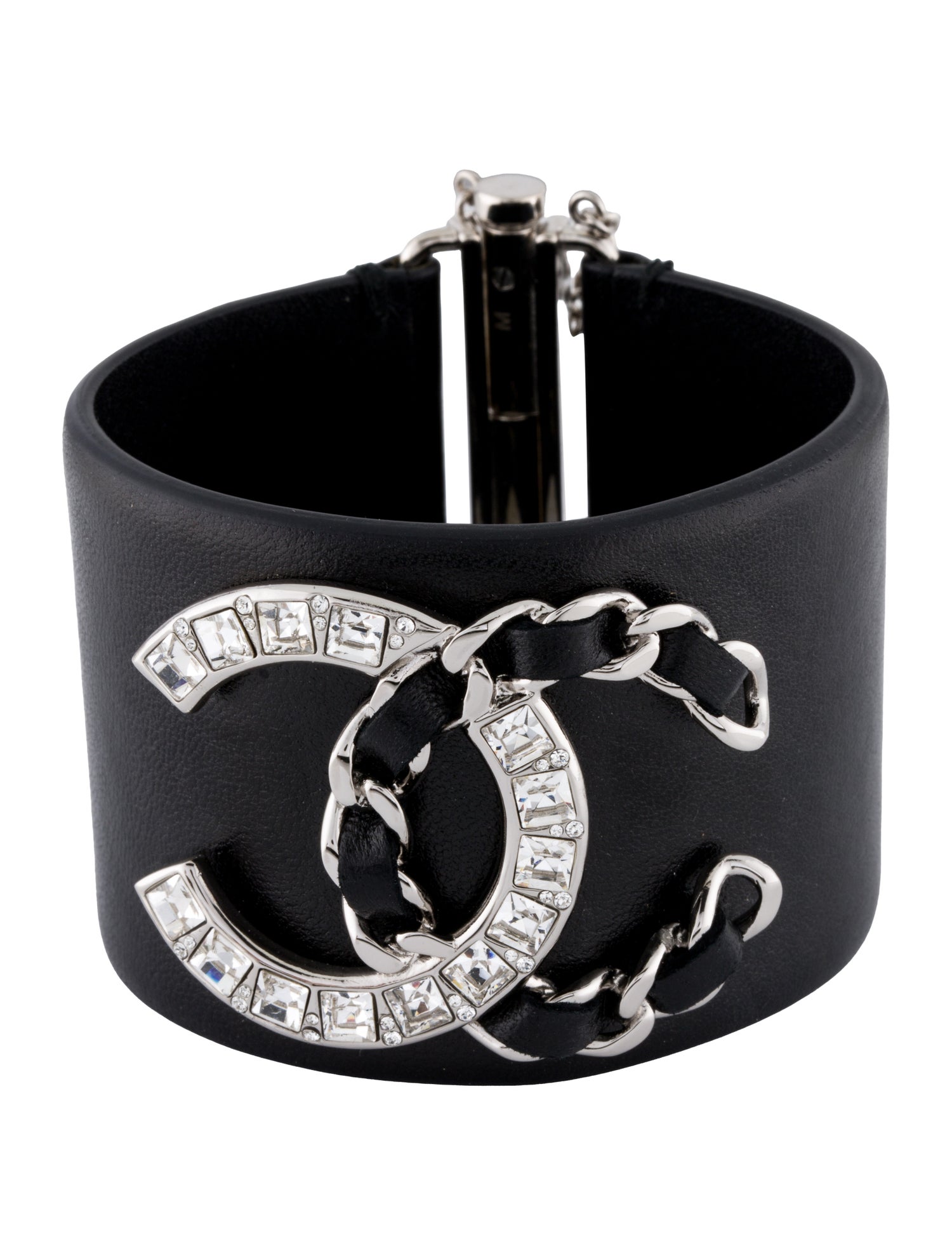 Chanel Strass & Leather Wrap Bracelet