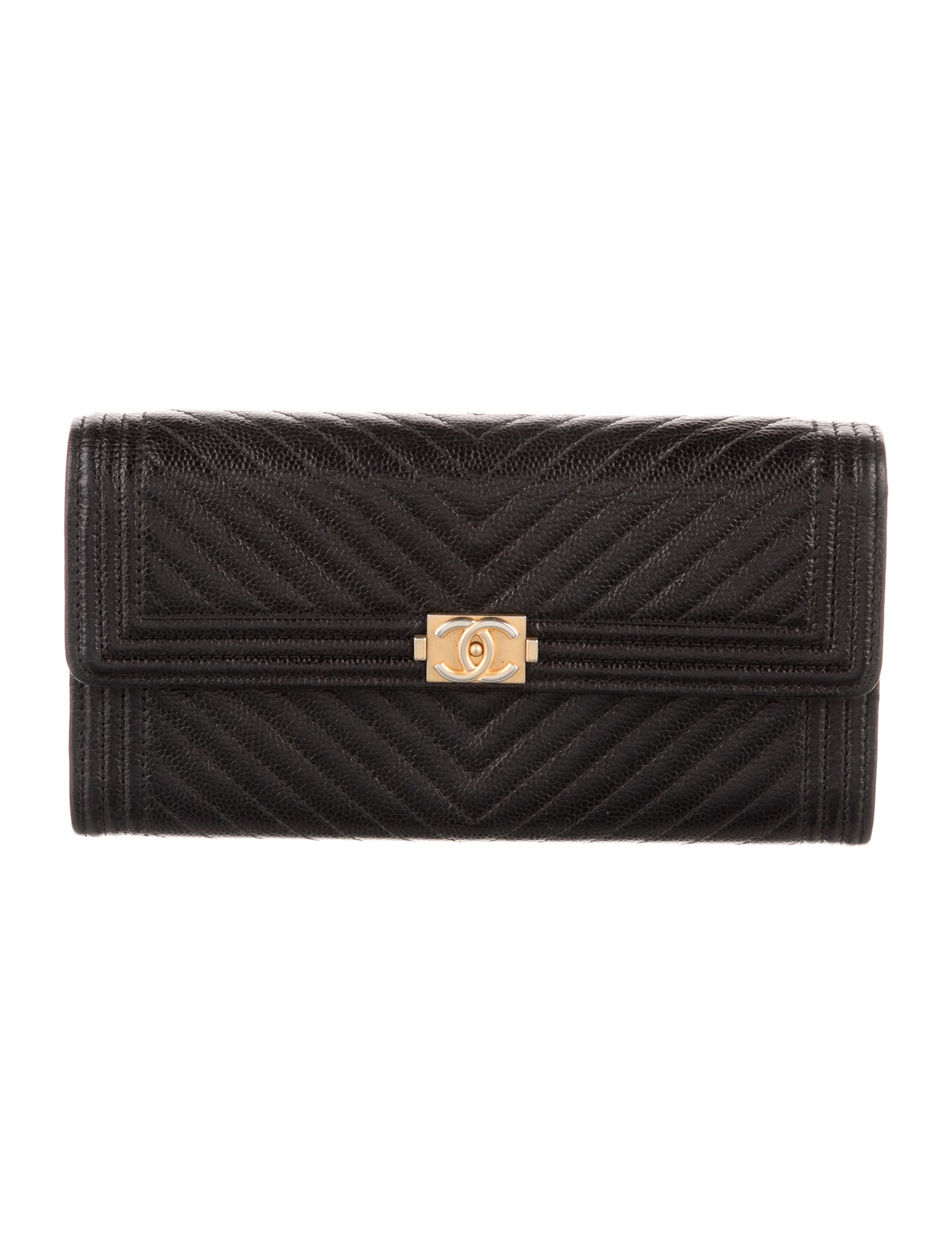 Chanel 2017-2018 Chevron Boy Continental Wallet Continental Wallet
