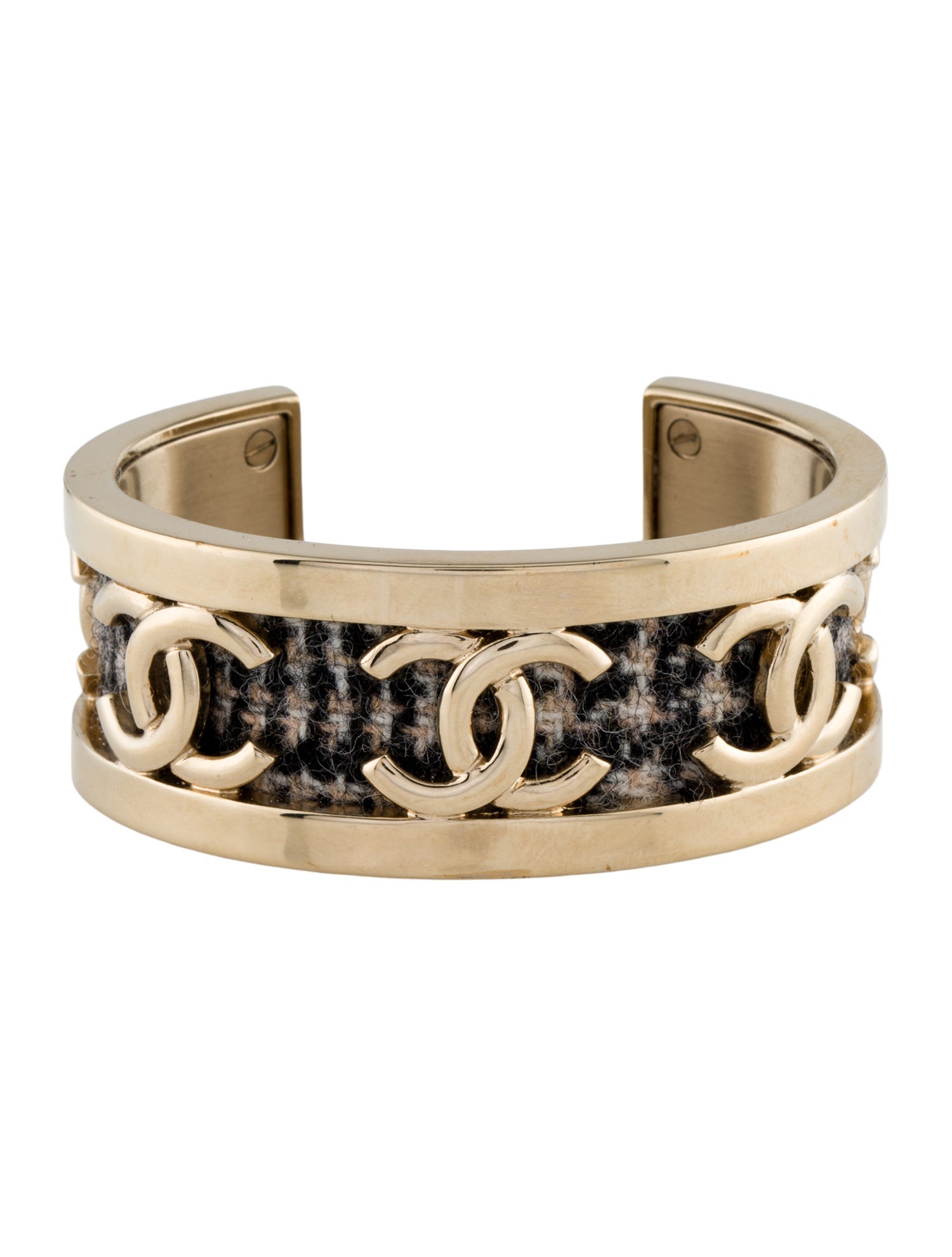 Chanel 2022 Tweed CC Cuff Bracelet