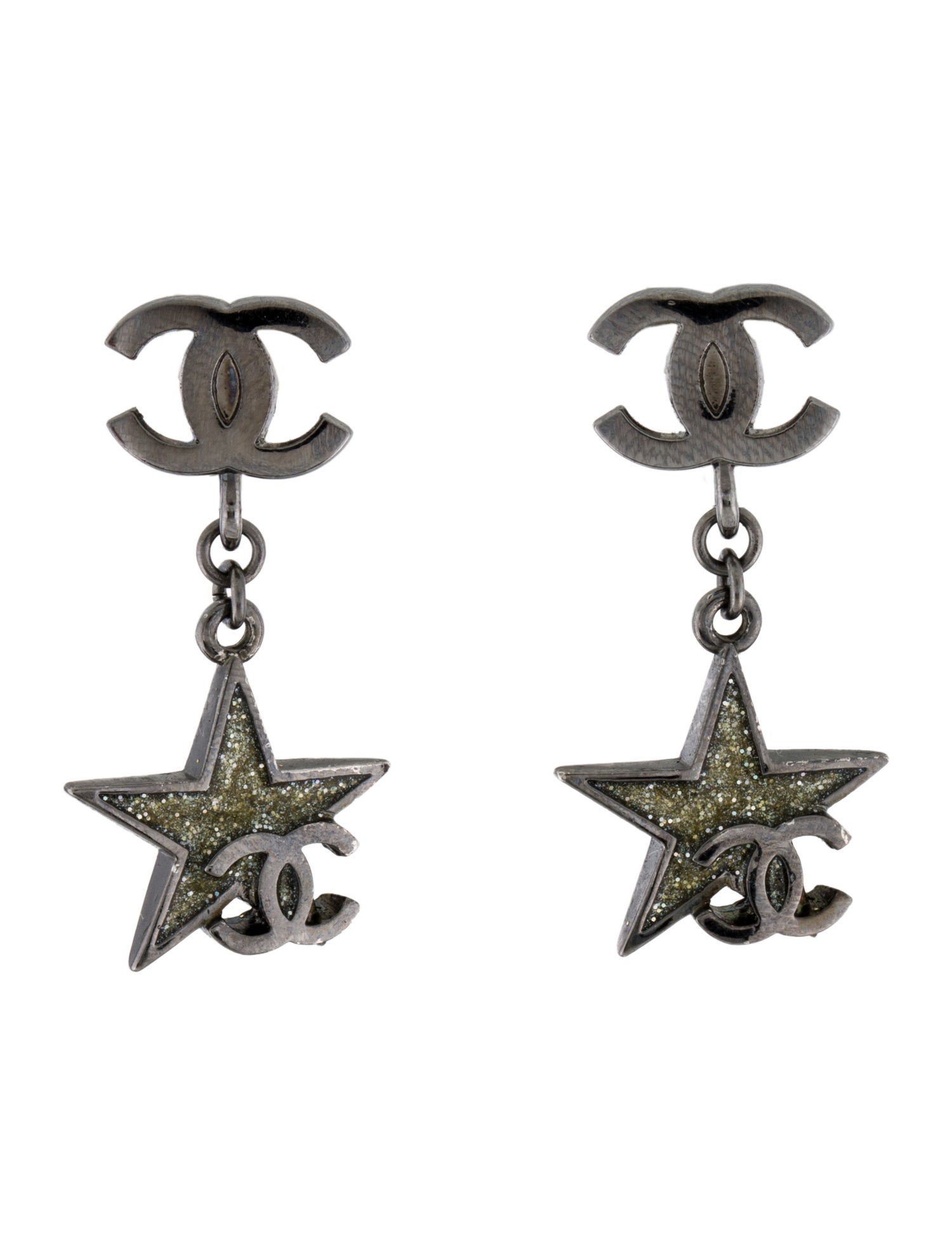 Chanel CC Star Drop Earrings