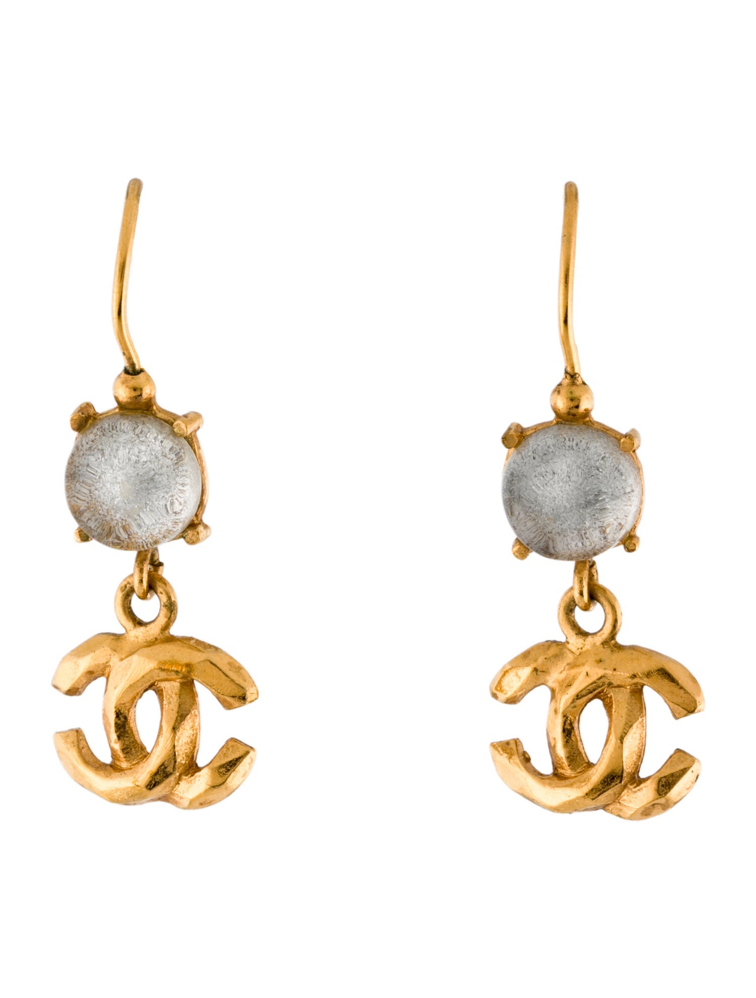 Chanel Vintage Resin CC Drop Earrings