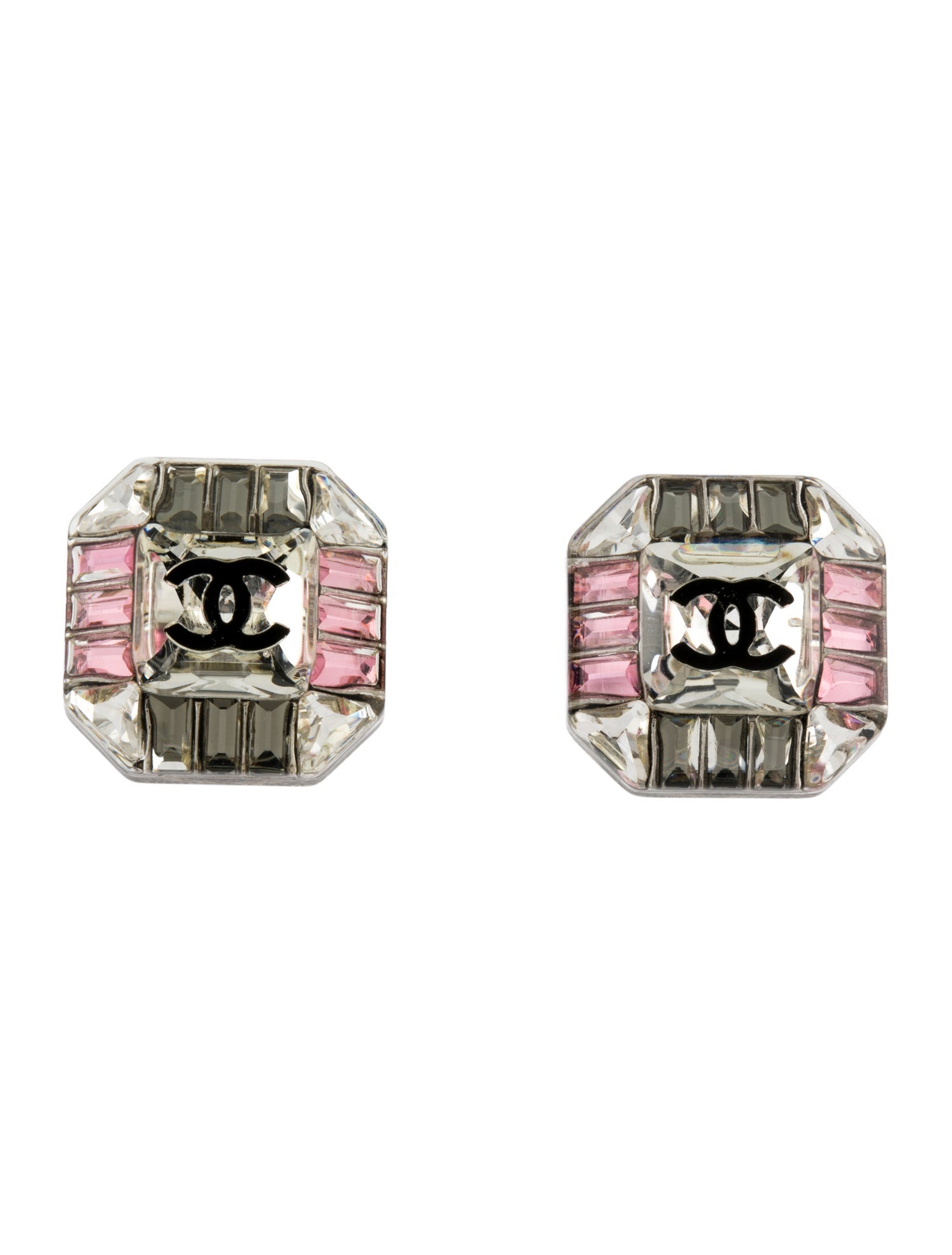 Chanel Strass & Resin CC Stud Earrings