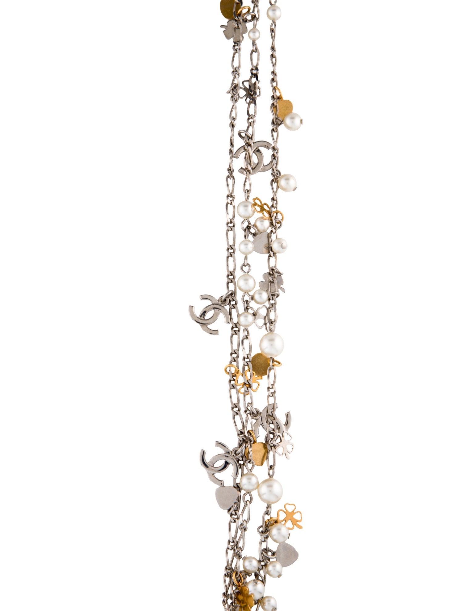 Chanel Faux Pearl Clover, Heart & CC Multistrand Necklace