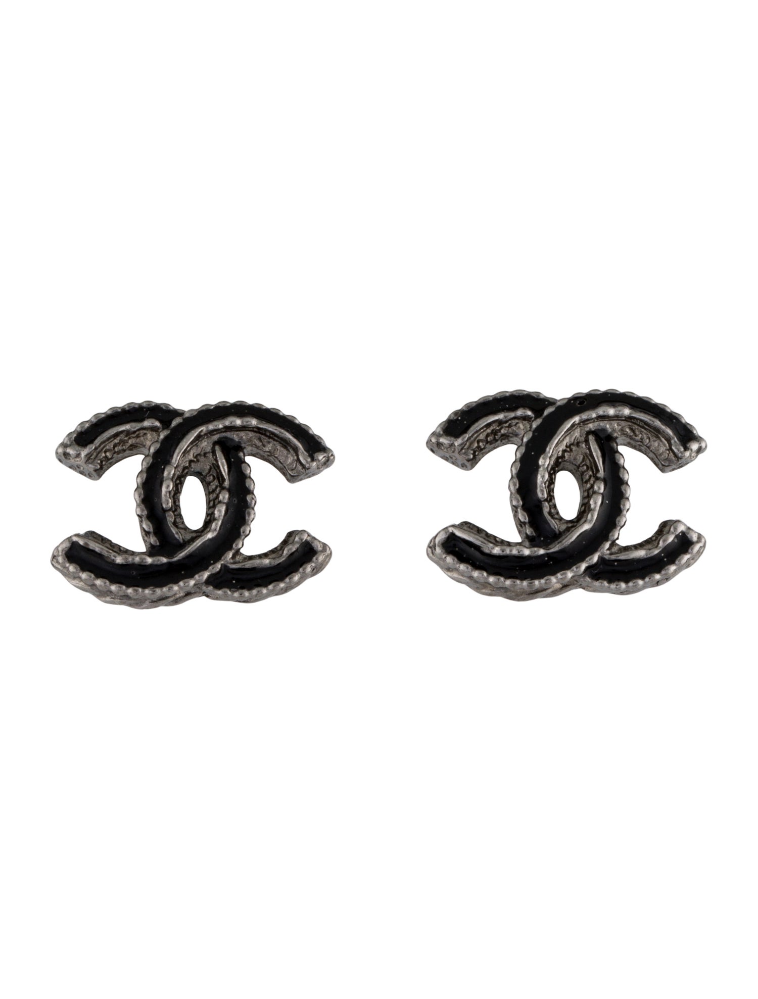 Chanel Enamel CC Stud Earrings