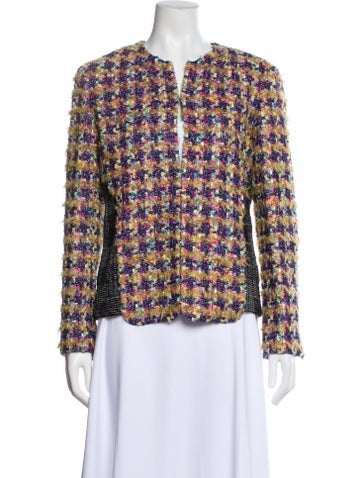 Pre-owned Chanel 2022 Tweed Pattern Evening Jacket W/ Tags In Yellow