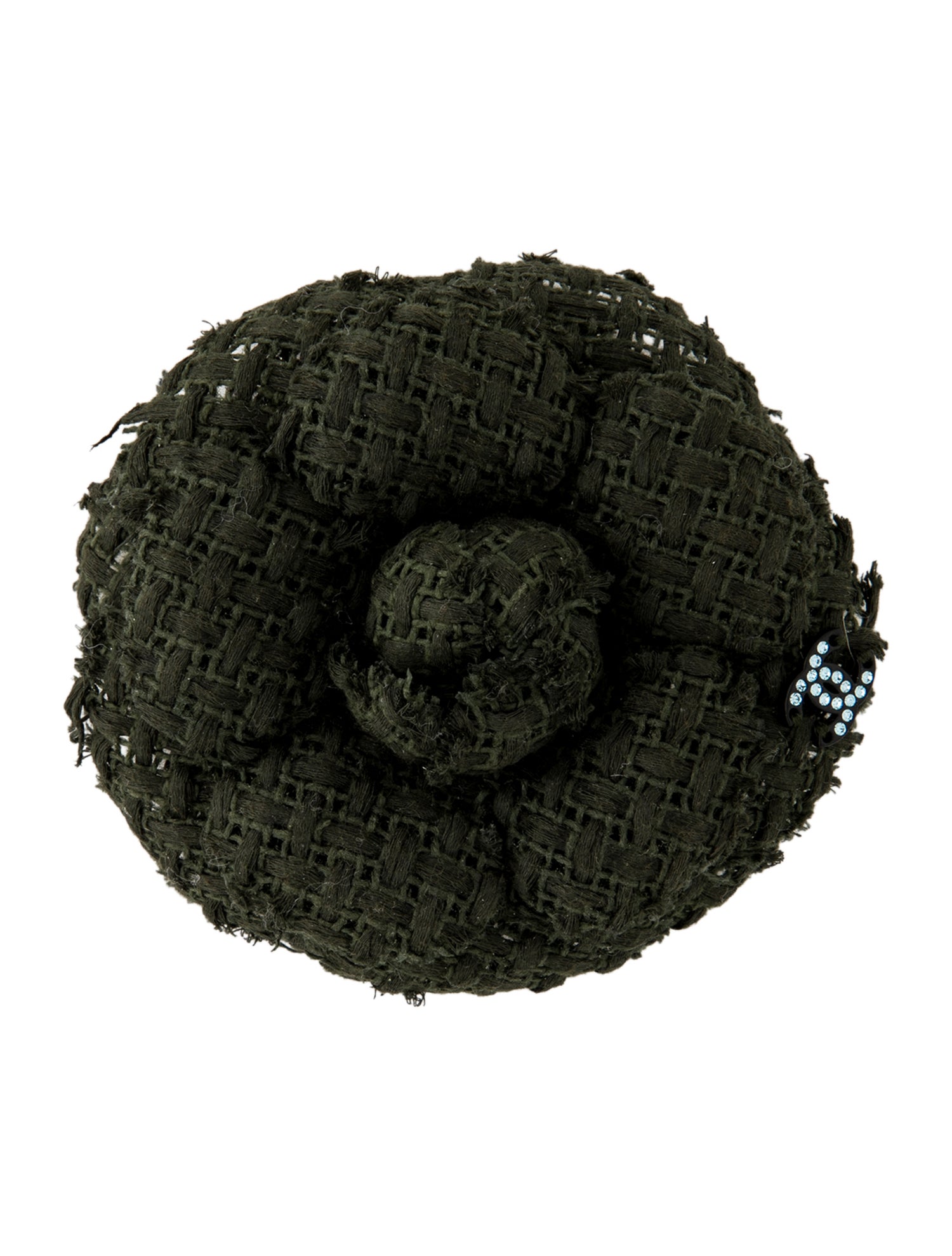 Chanel Vintage Tweed & Strass Camellia Brooch