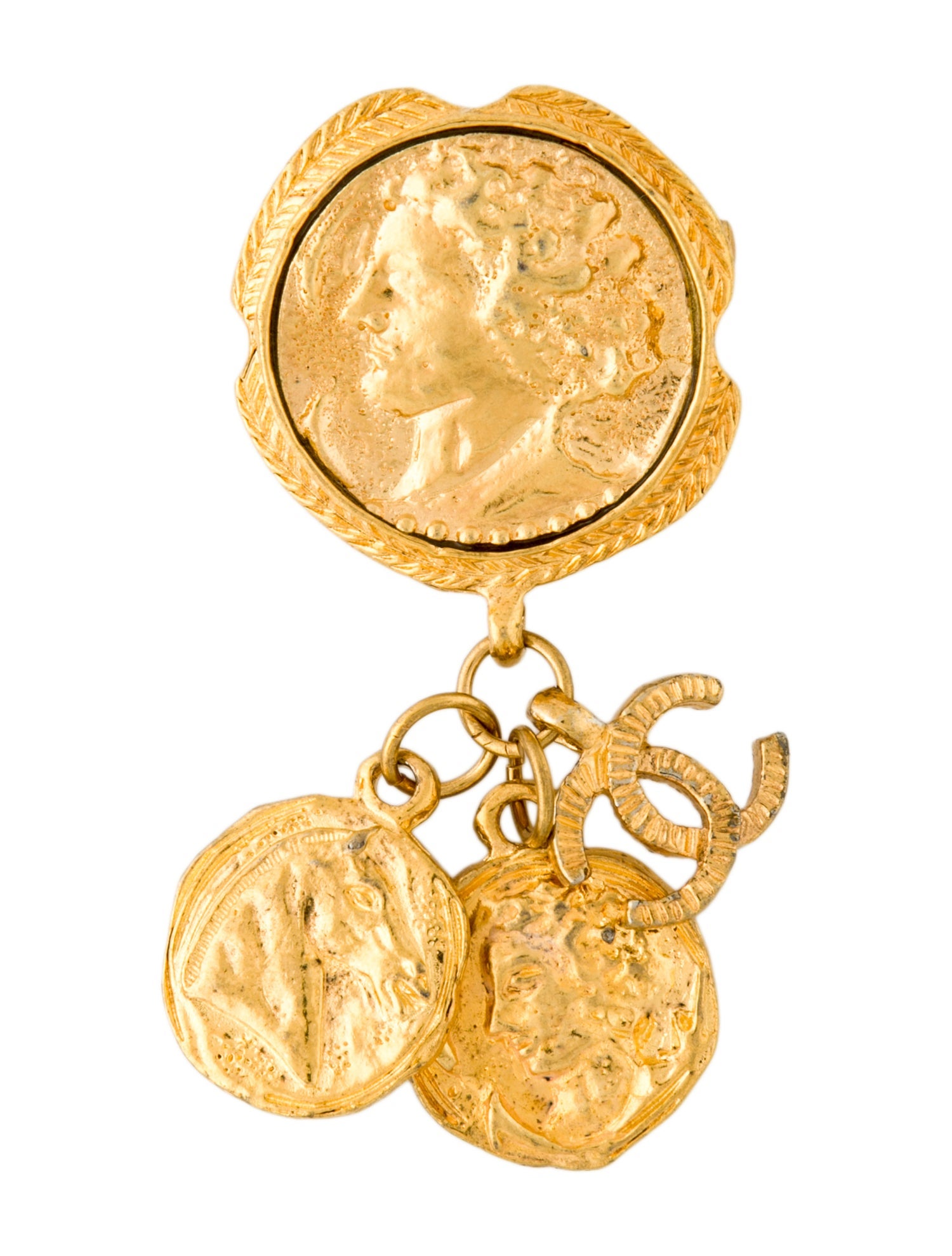 Chanel Vintage Medallion CC Drop Brooch