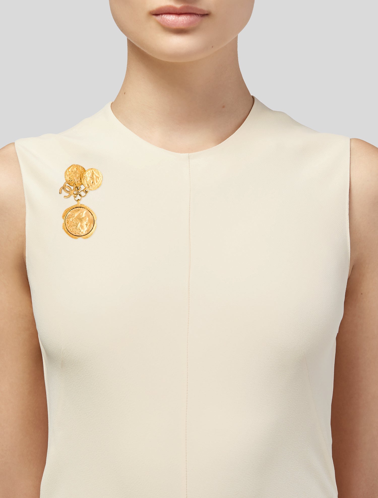 Chanel Vintage Medallion CC Drop Brooch