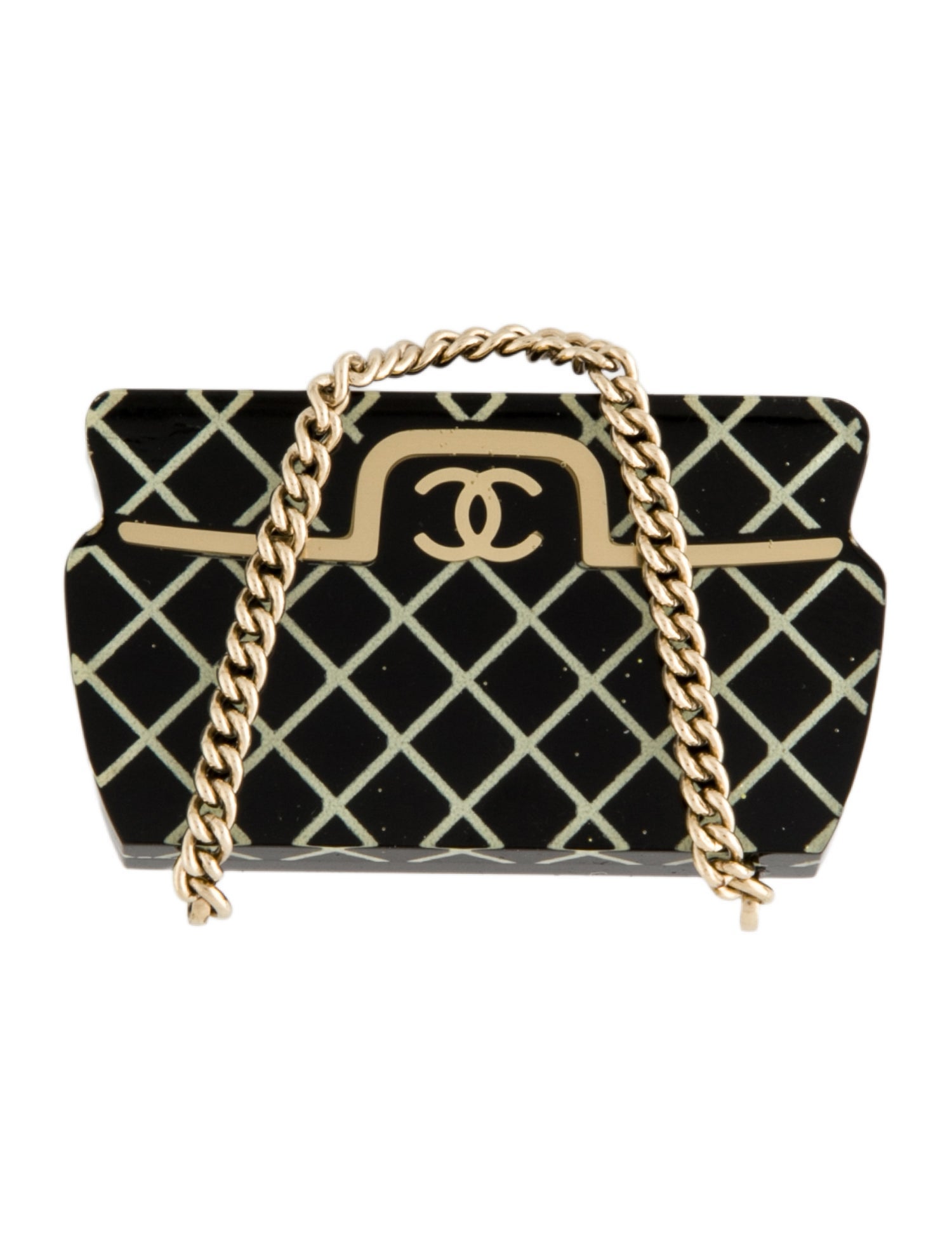 Chanel Resin CC Purse Chain Pin Brooch