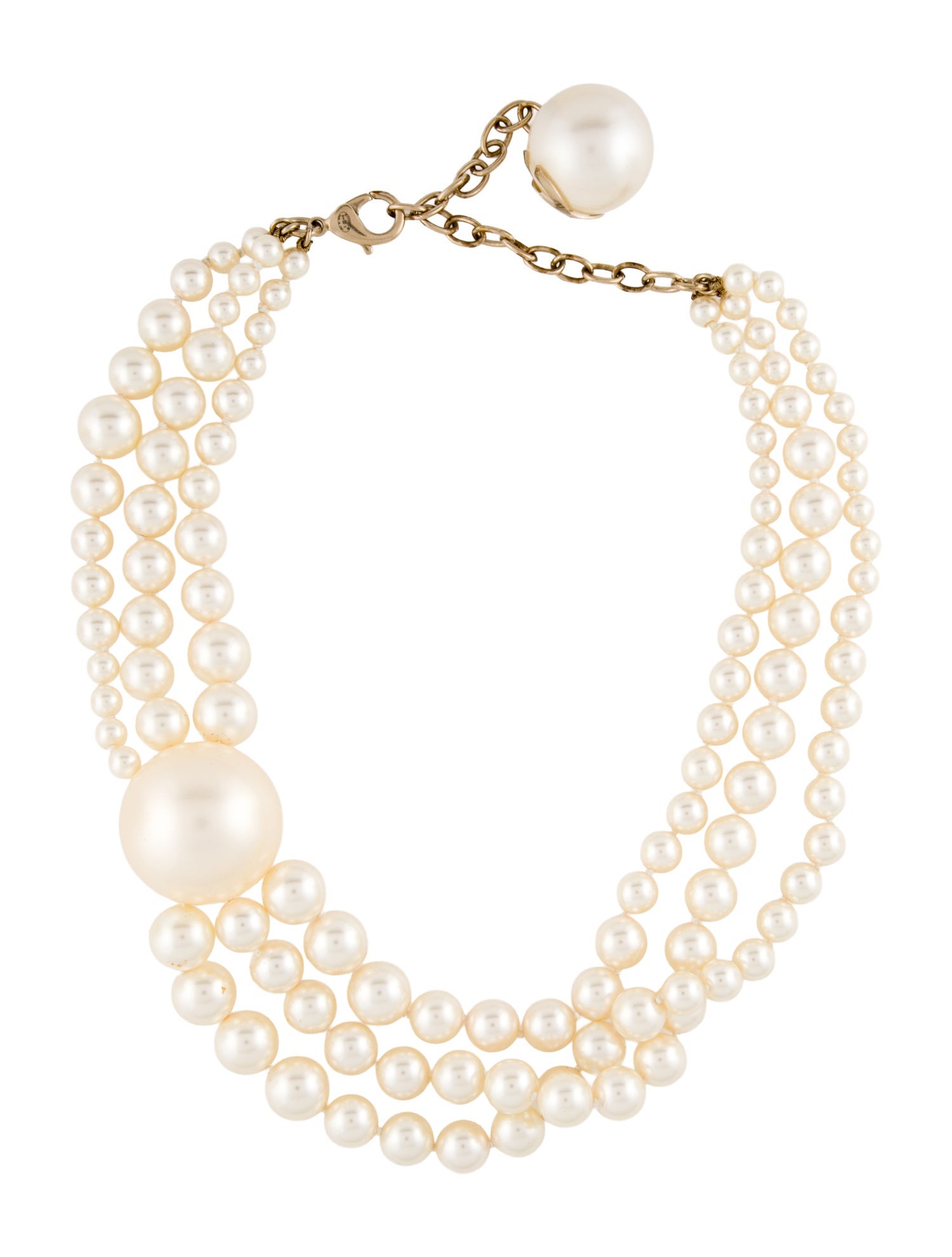Chanel Faux Pearl CC Multistrand Necklace