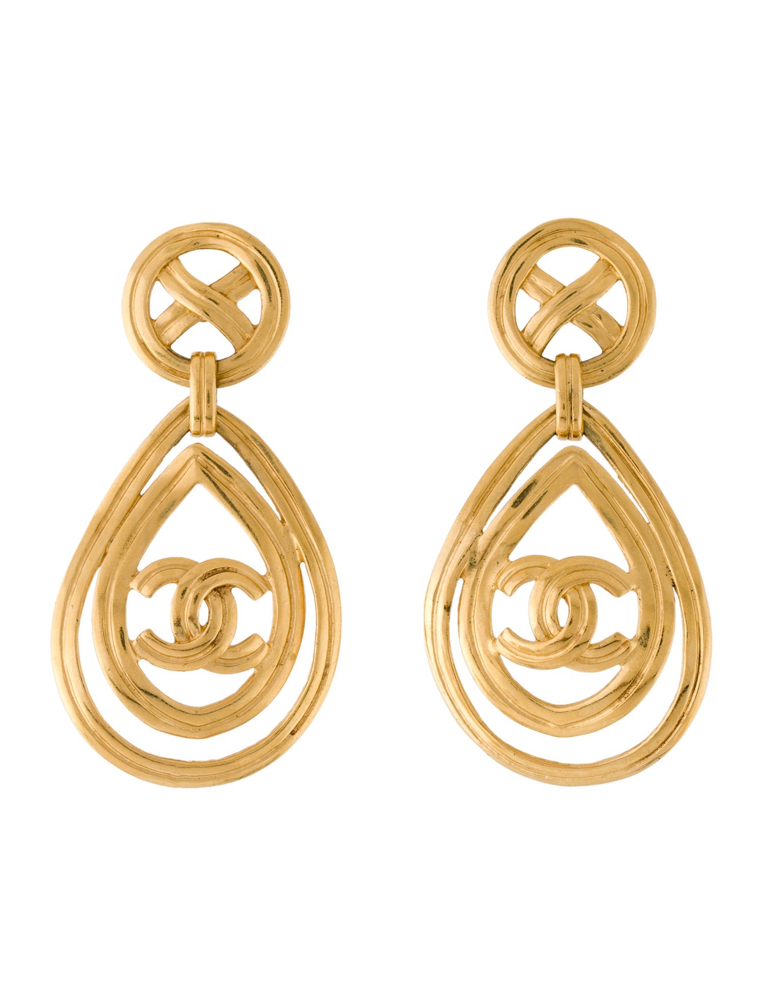 Chanel Vintage CC Clip-On Drop Earrings