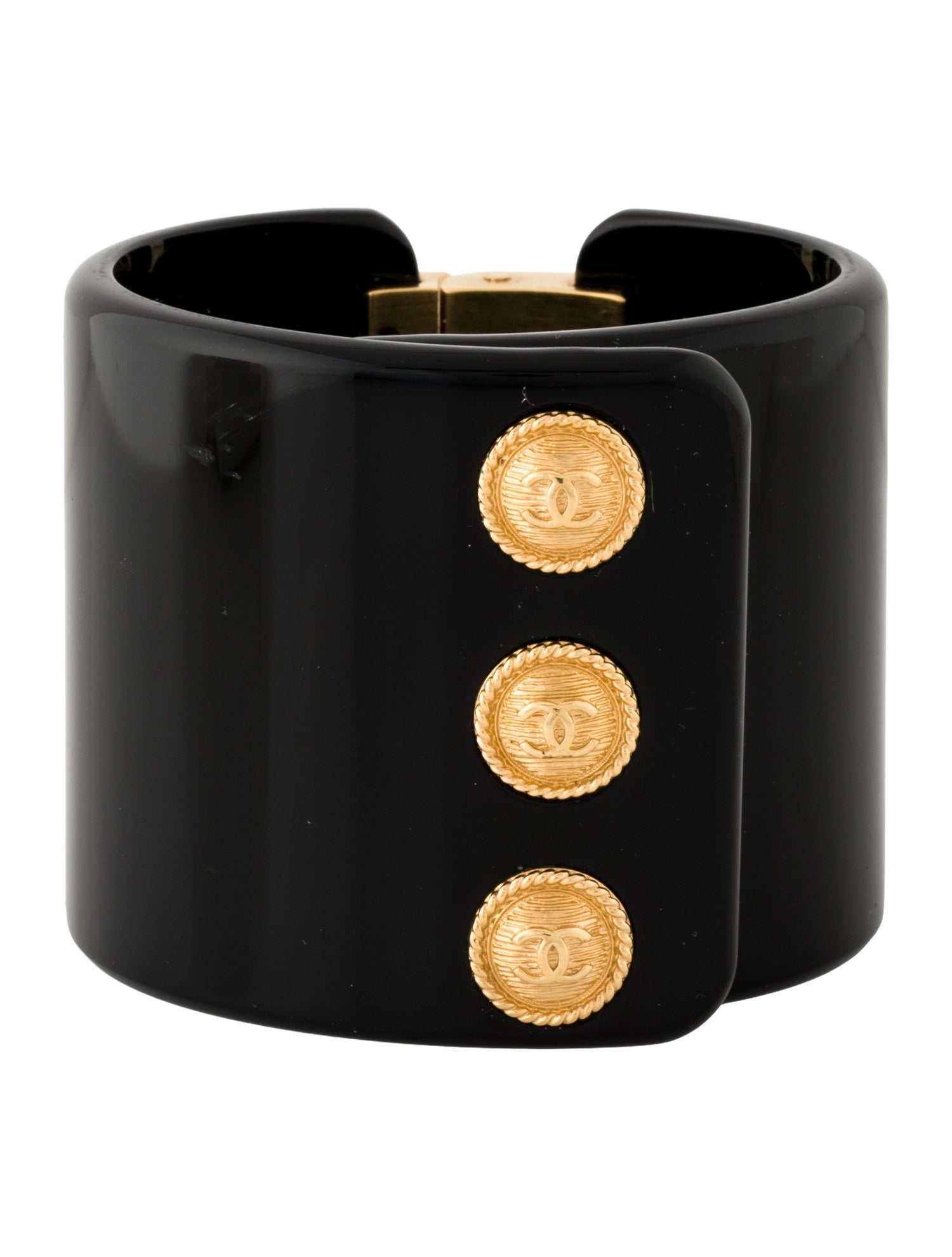 Chanel Resin CC Hinged Button Cuff