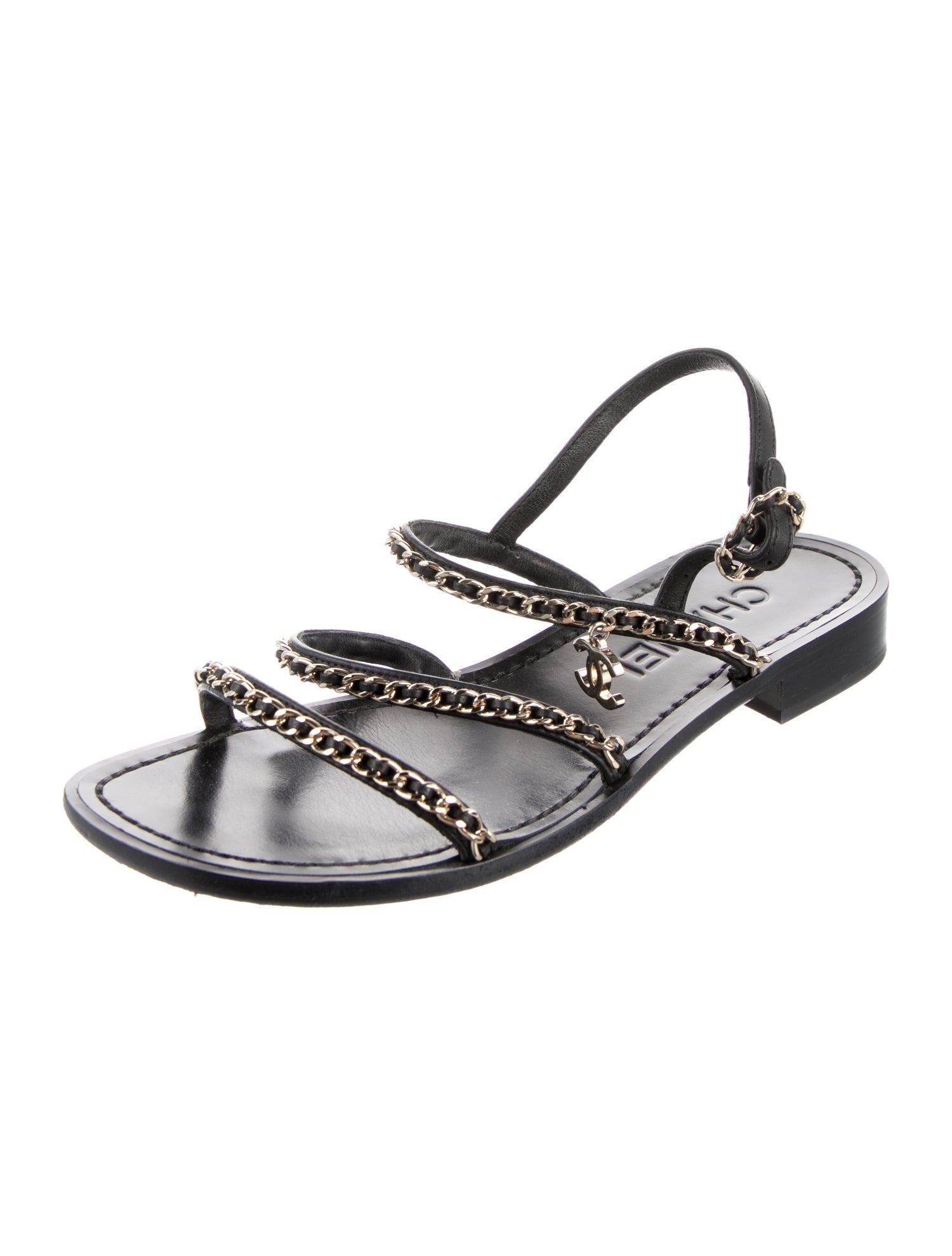 Chanel 2018 Interlocking CC Logo Slingback Sandals