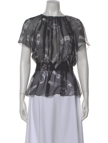Pre-owned Chanel 2017 Silk Blouse In Black