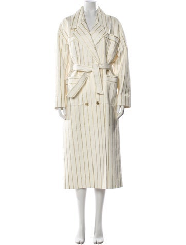 Pre-owned Chanel 2020 Lambskin Trench Coat In White