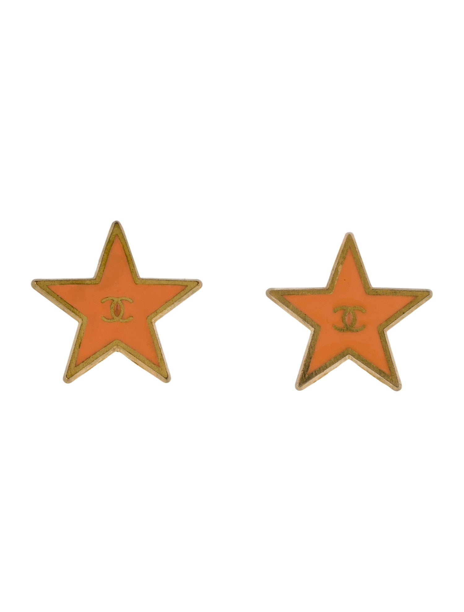 Chanel Resin Star CC Clip-On Earrings