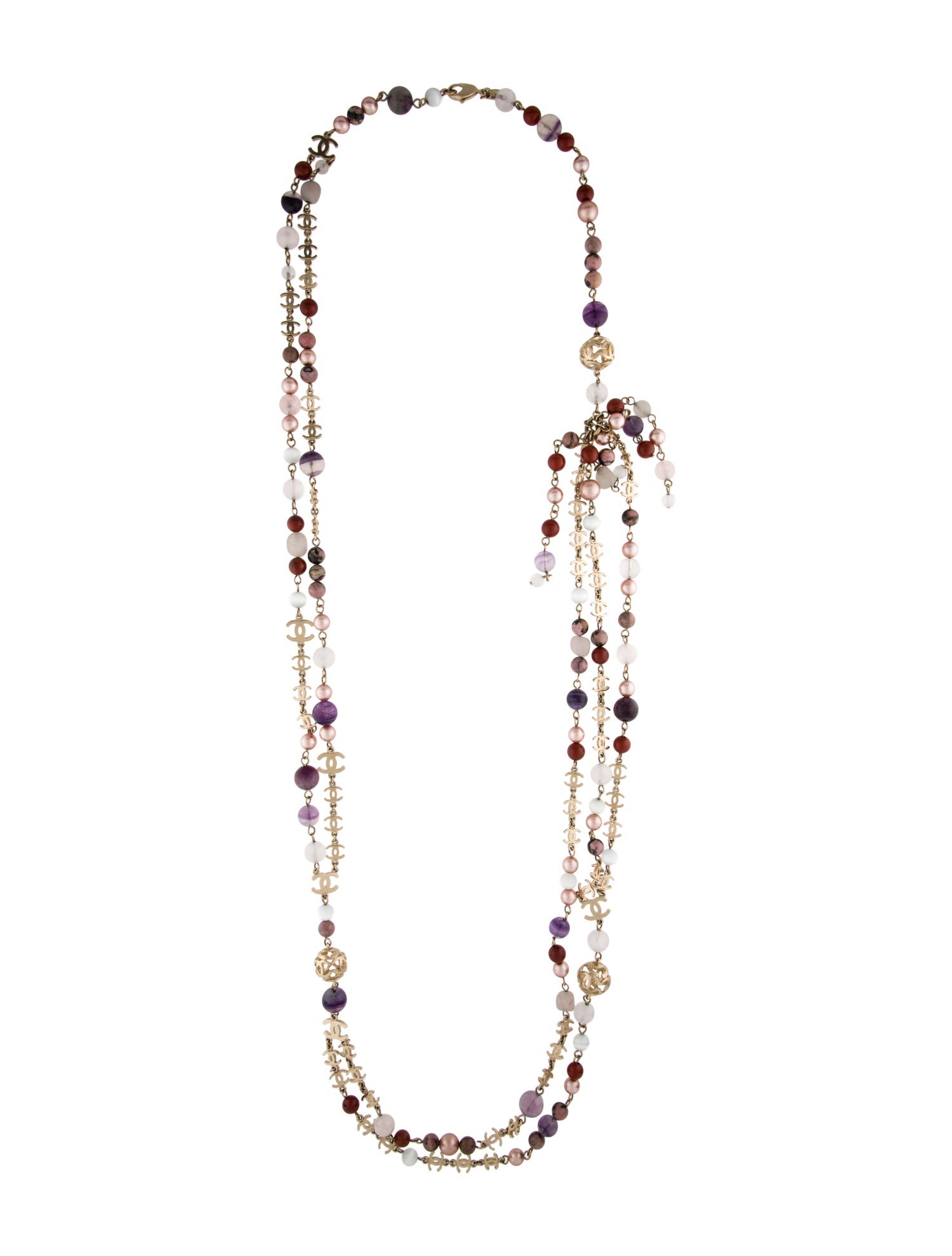 Chanel Faux Pearl, Multistone & Glass CC Necklace