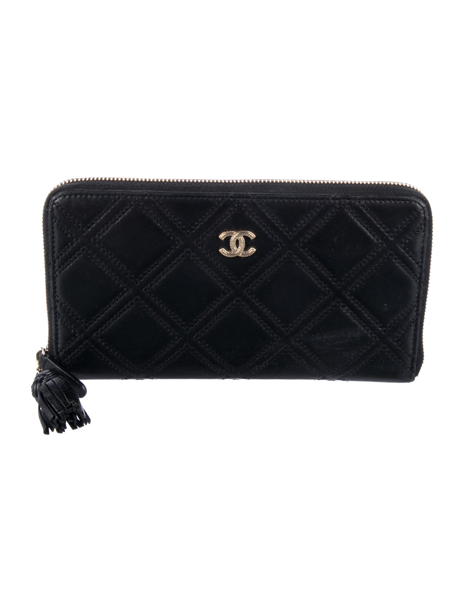 Chanel 2017-2018 Double Stitch Tassel Continental Wallet