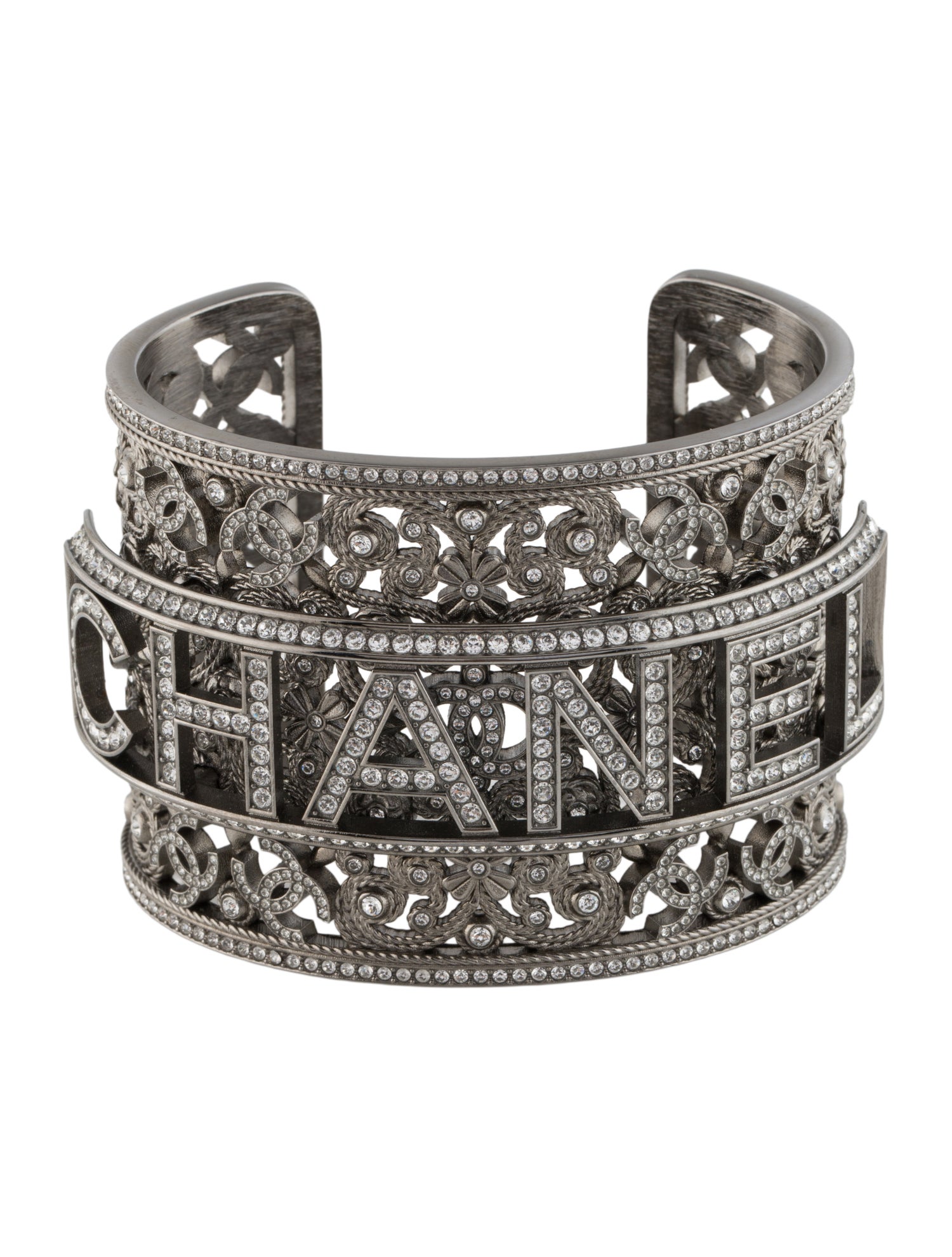Chanel 2022 Strass 'CHANEL' Wide Cuff