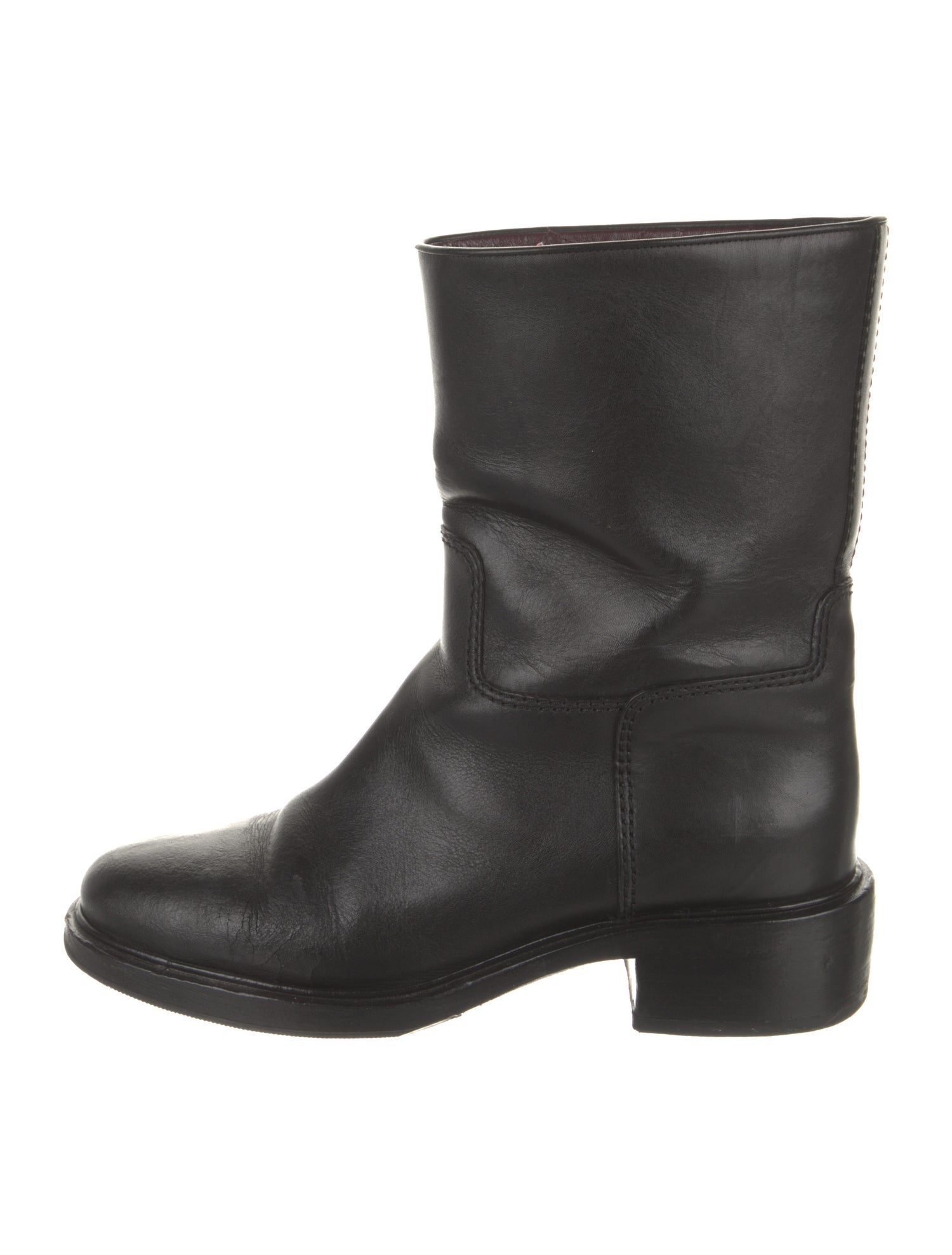 Chanel Interlocking CC Logo Leather Moto Boots