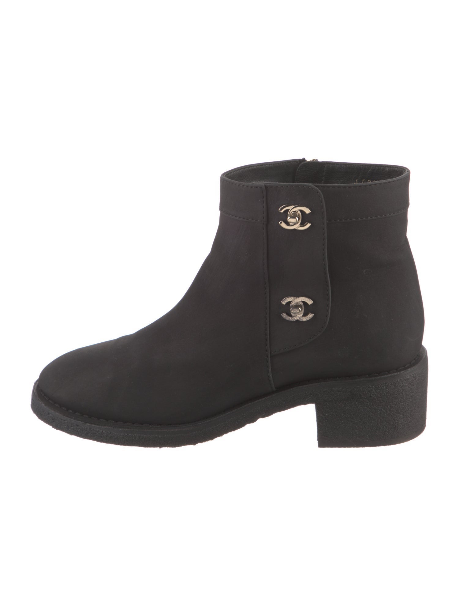 Chanel Interlocking CC Logo Suede Moto Boots