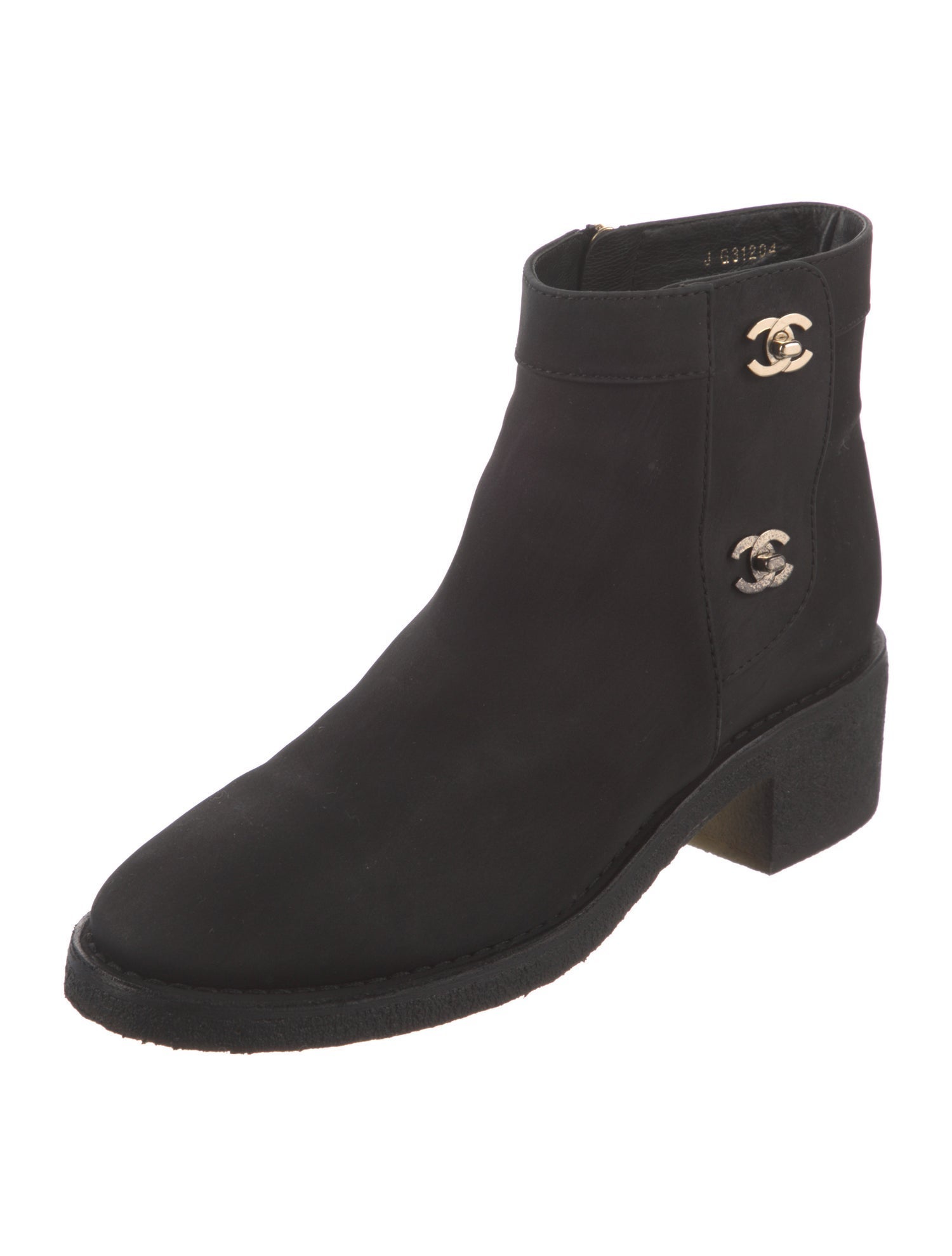 Chanel Interlocking CC Logo Suede Moto Boots